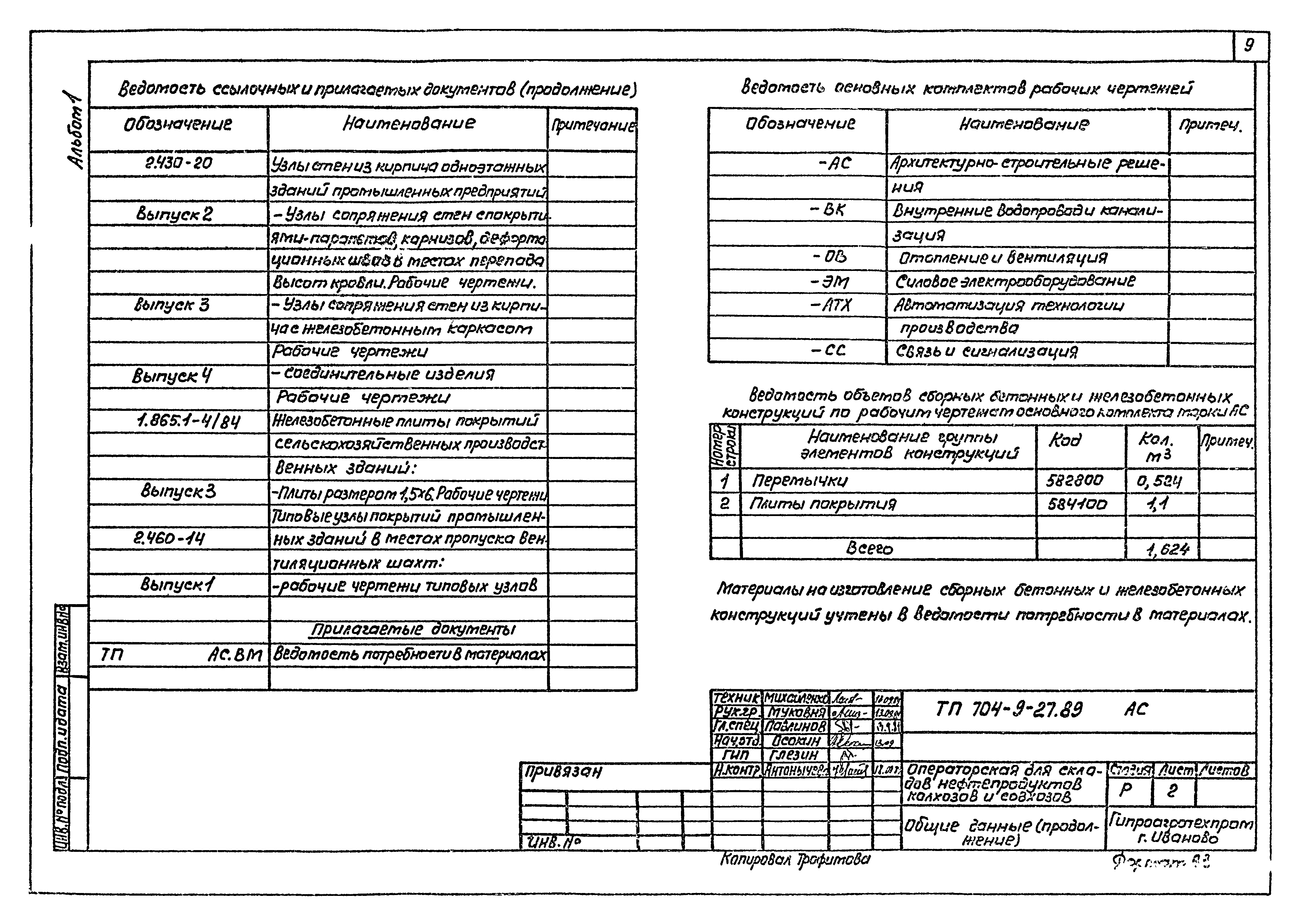 Типовой проект 704-9-27.89