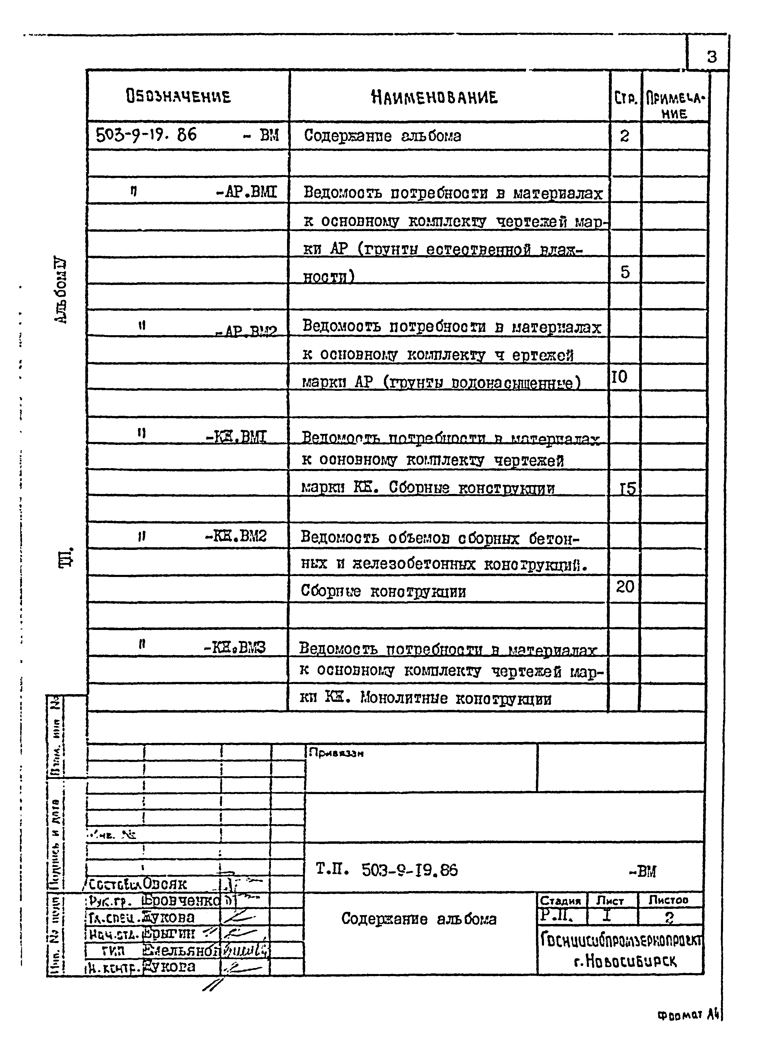 Типовой проект 503-9-19.86