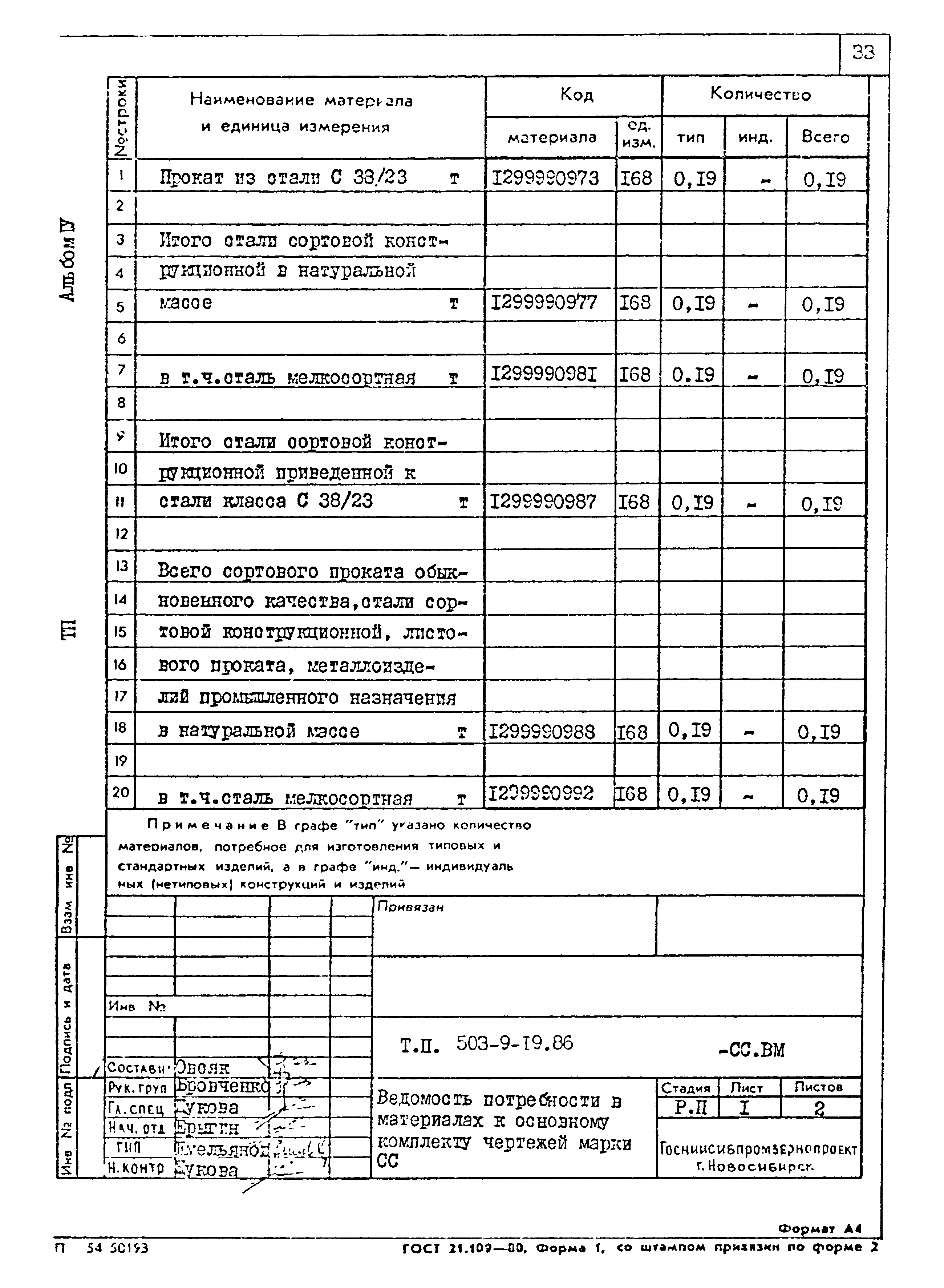 Типовой проект 503-9-19.86