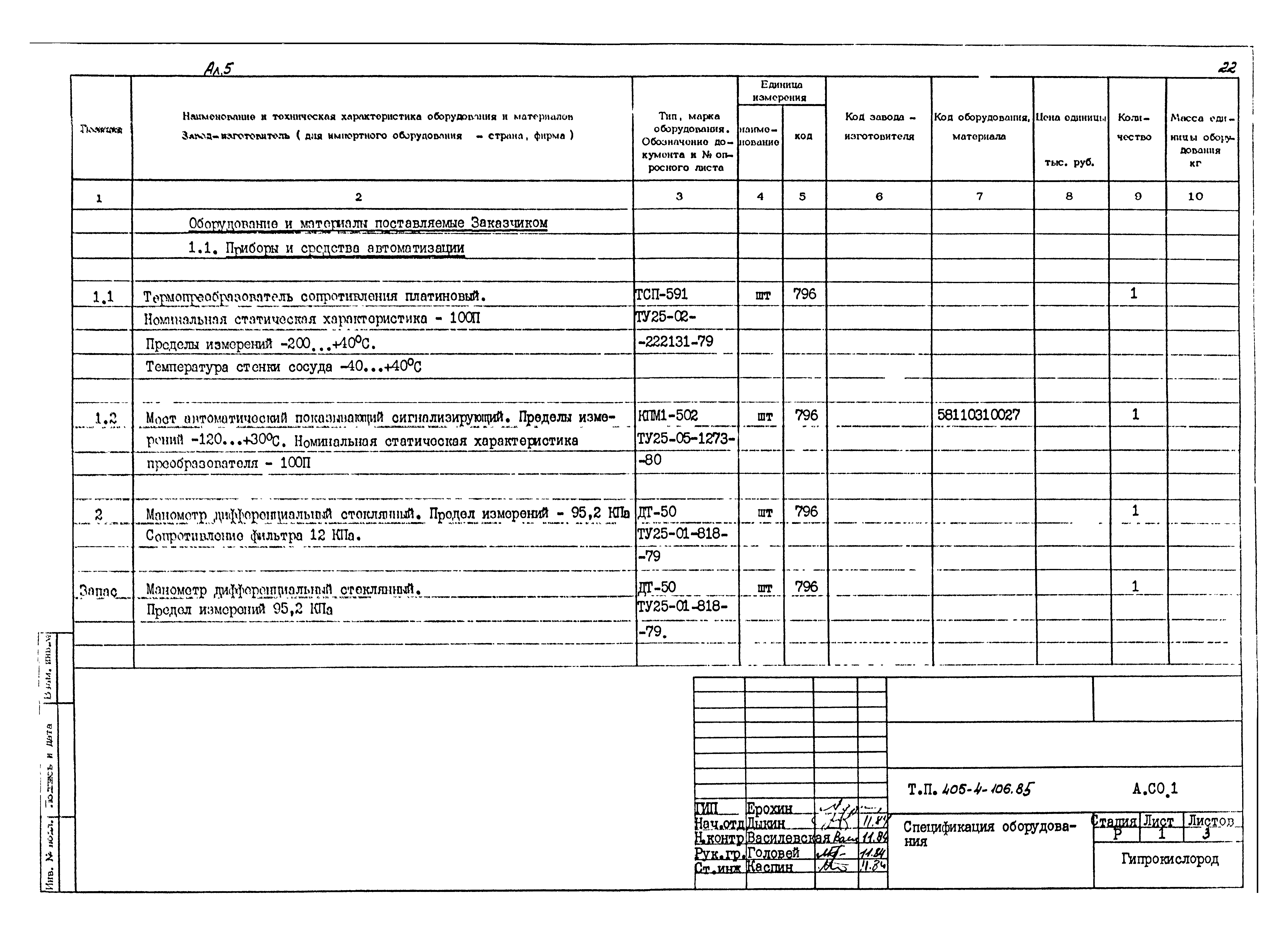 Типовой проект 405-4-106.85