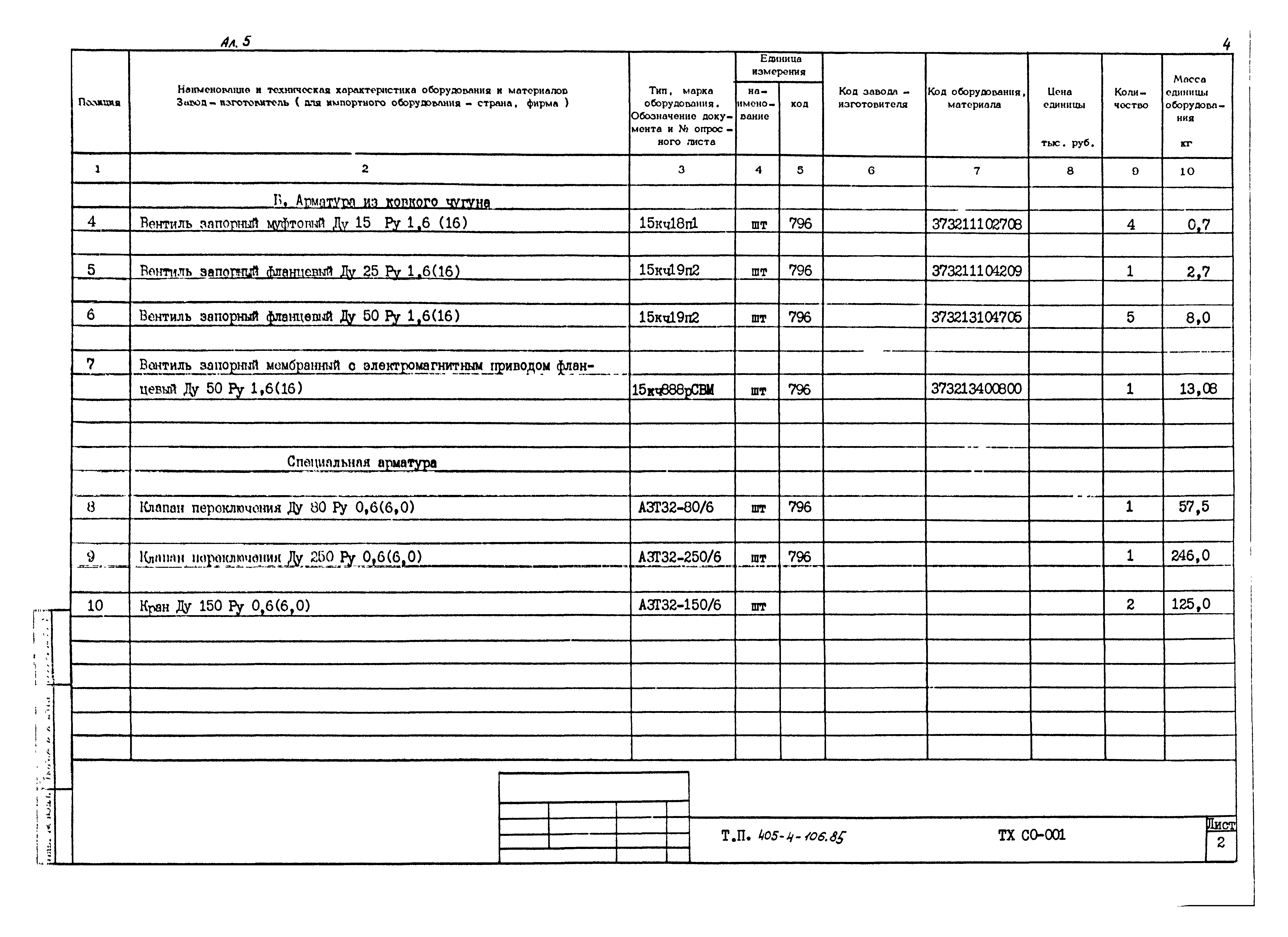 Типовой проект 405-4-106.85