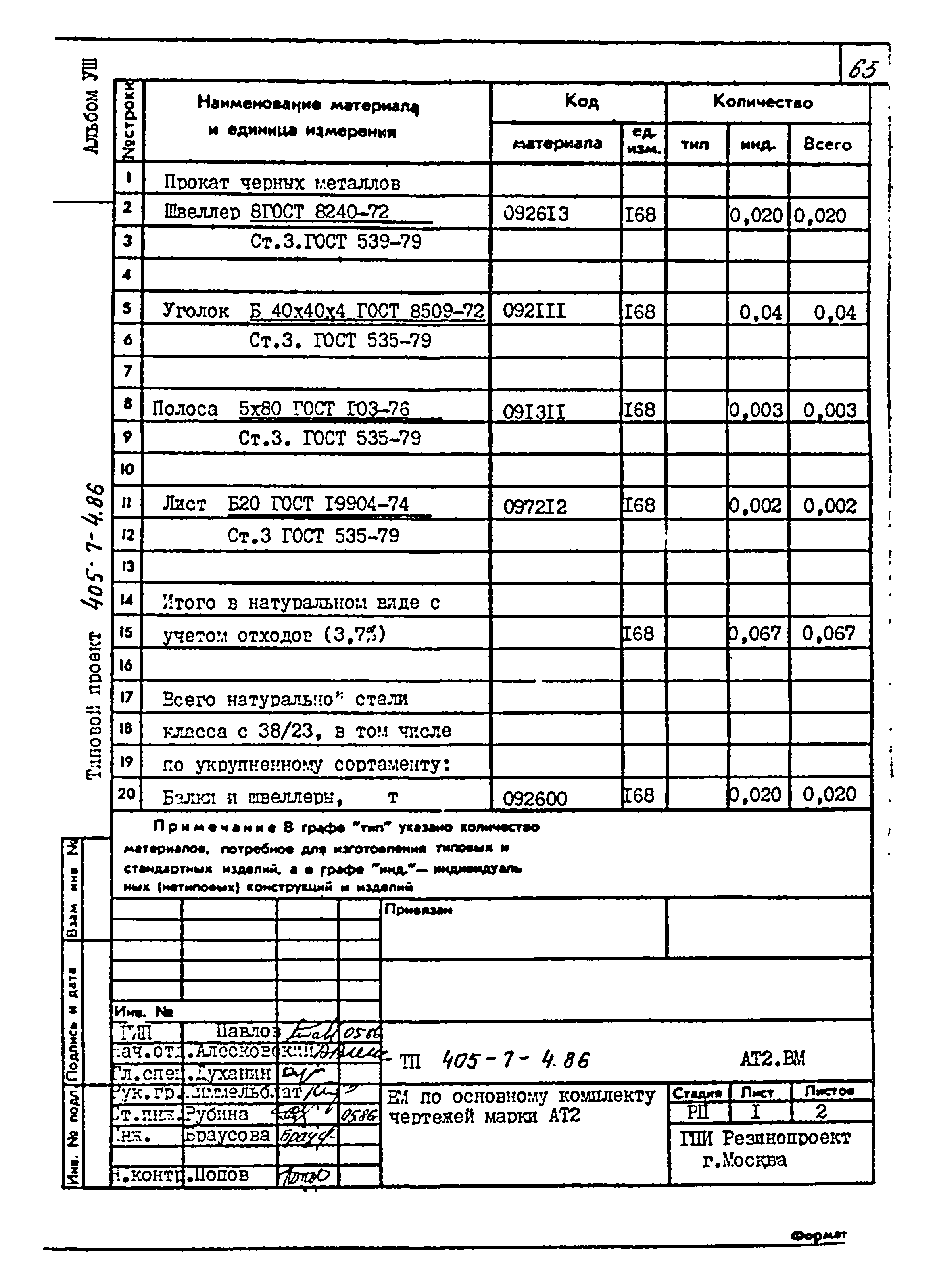 Типовой проект 405-7-4.86