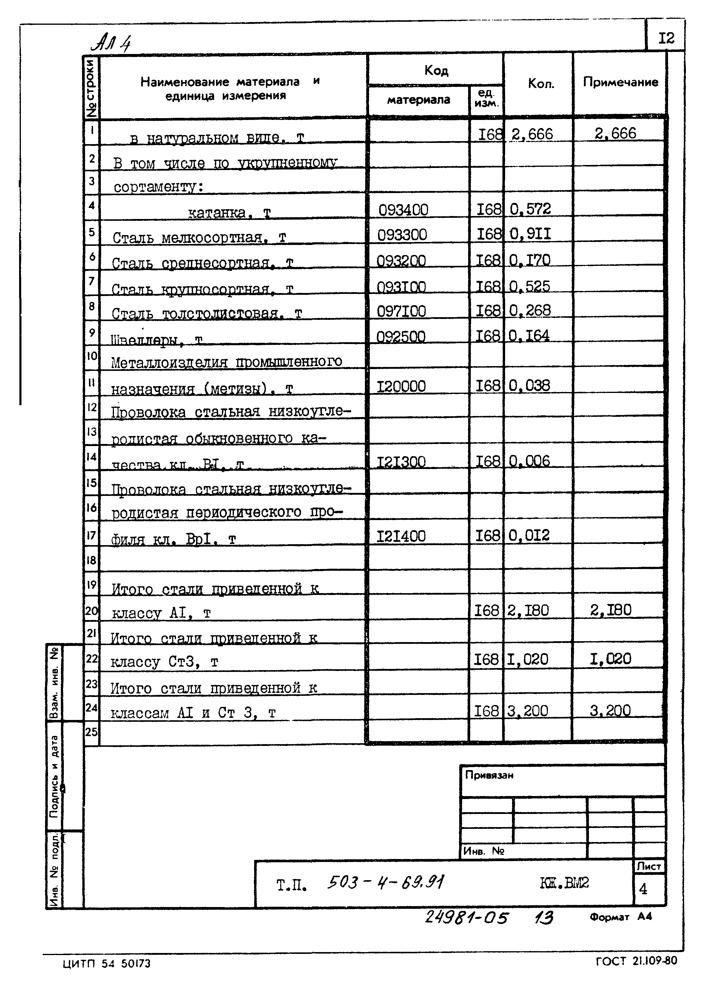 Типовой проект 503-4-69.91