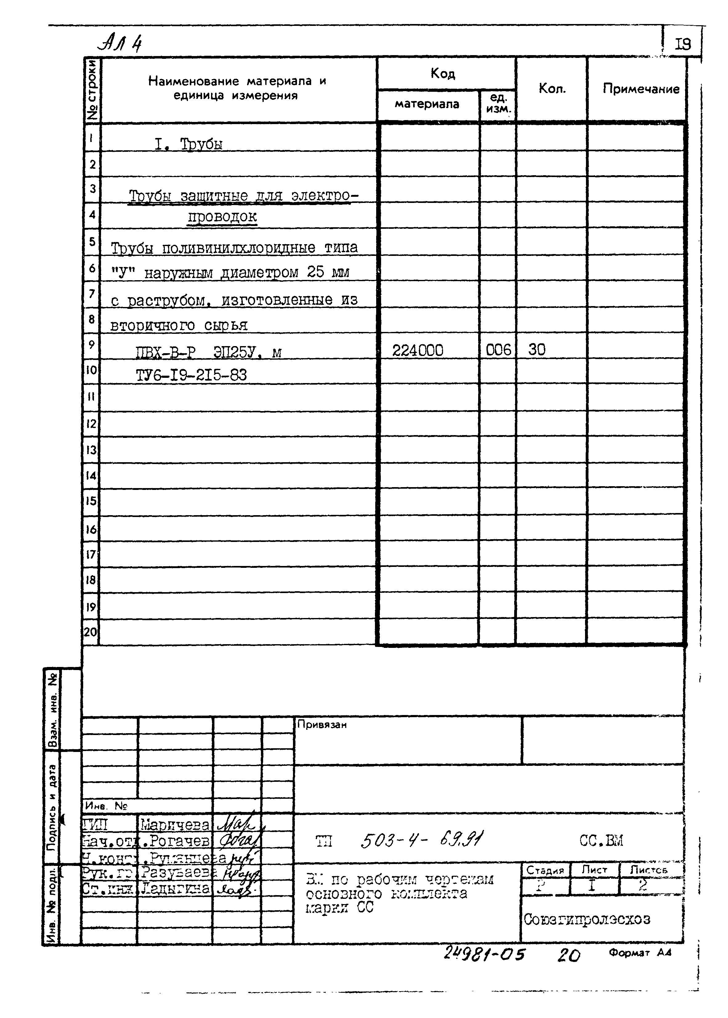 Типовой проект 503-4-69.91