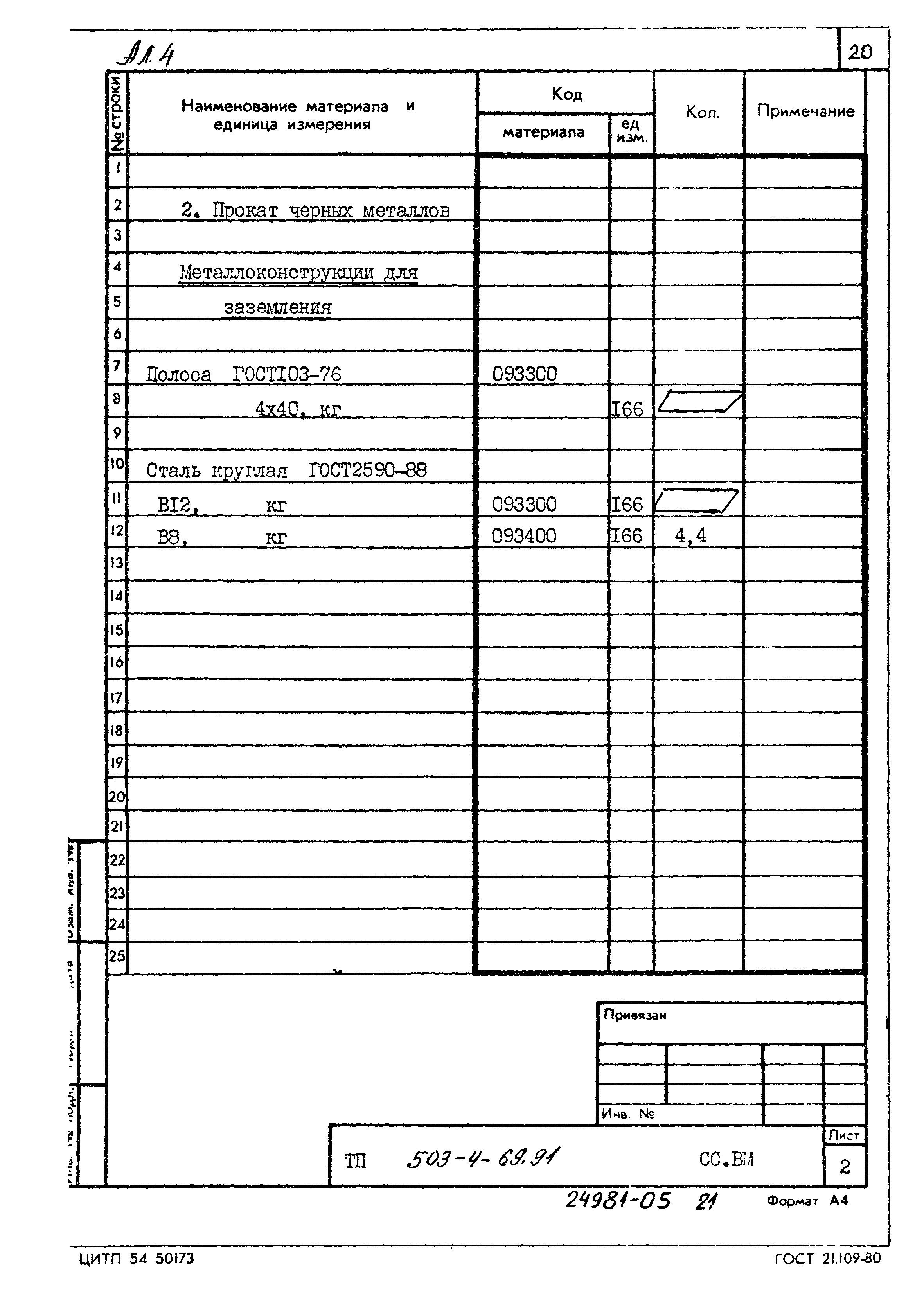 Типовой проект 503-4-69.91