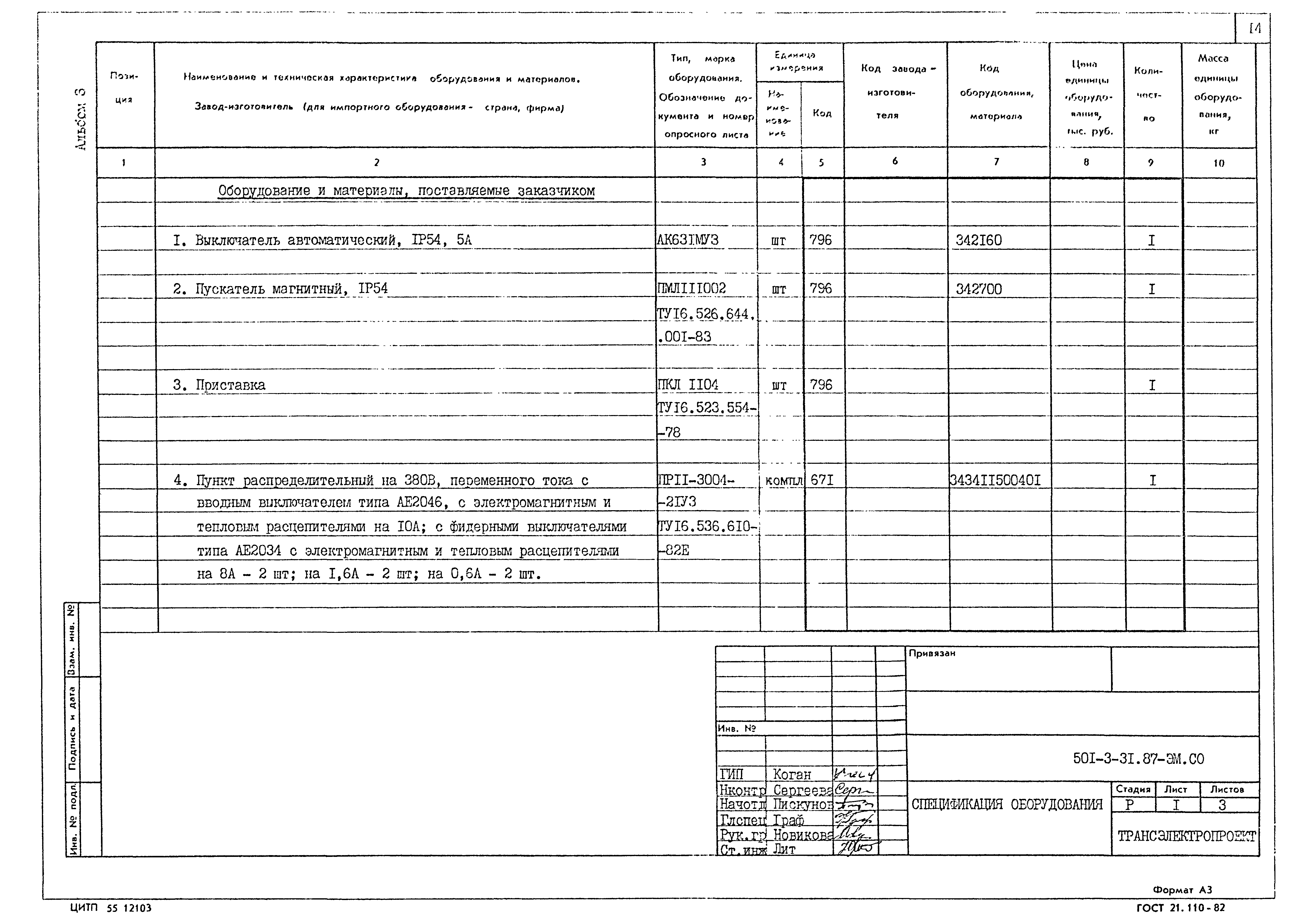 Типовой проект 501-3-31.87