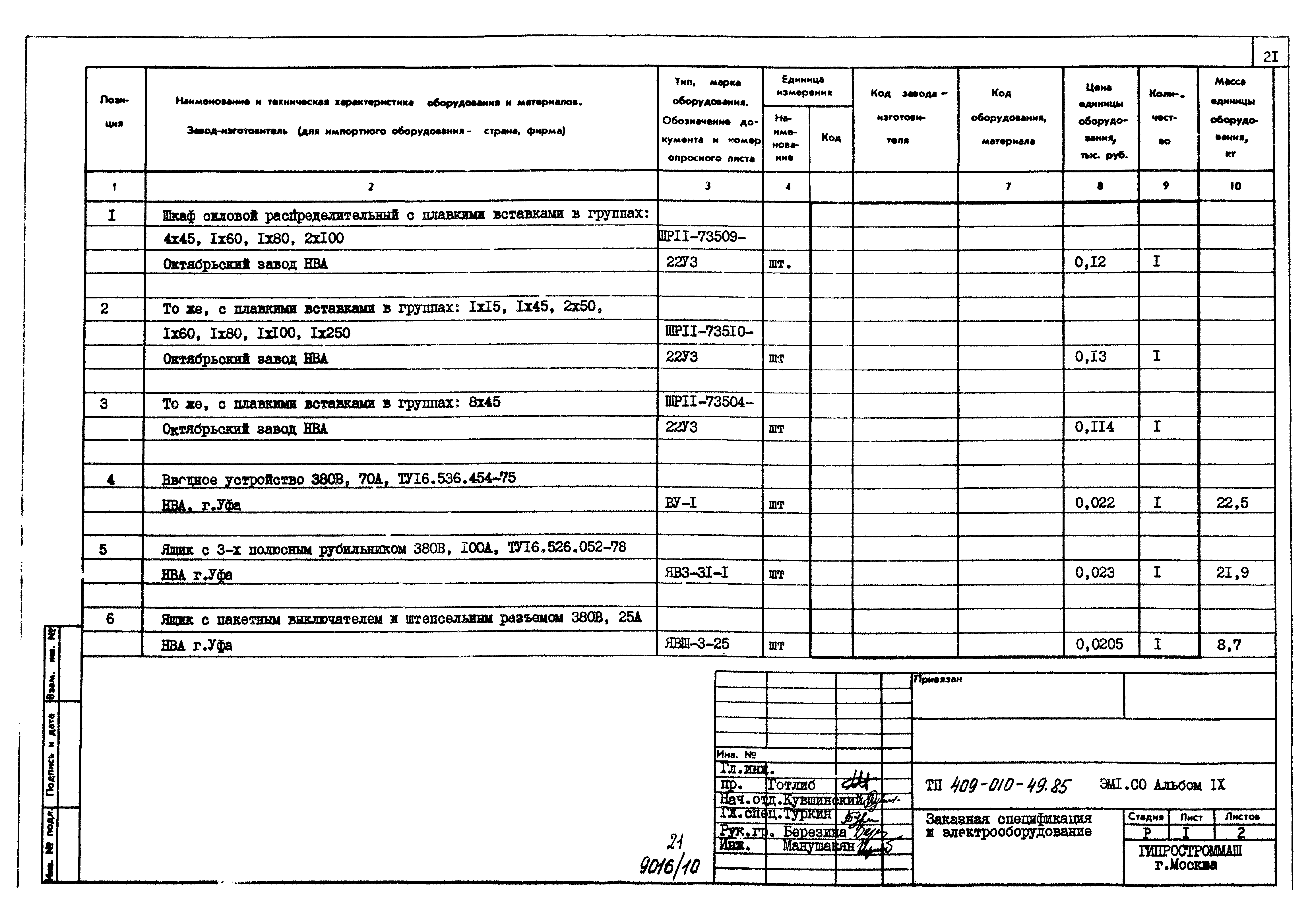 Типовые проектные решения 409-010-49.85