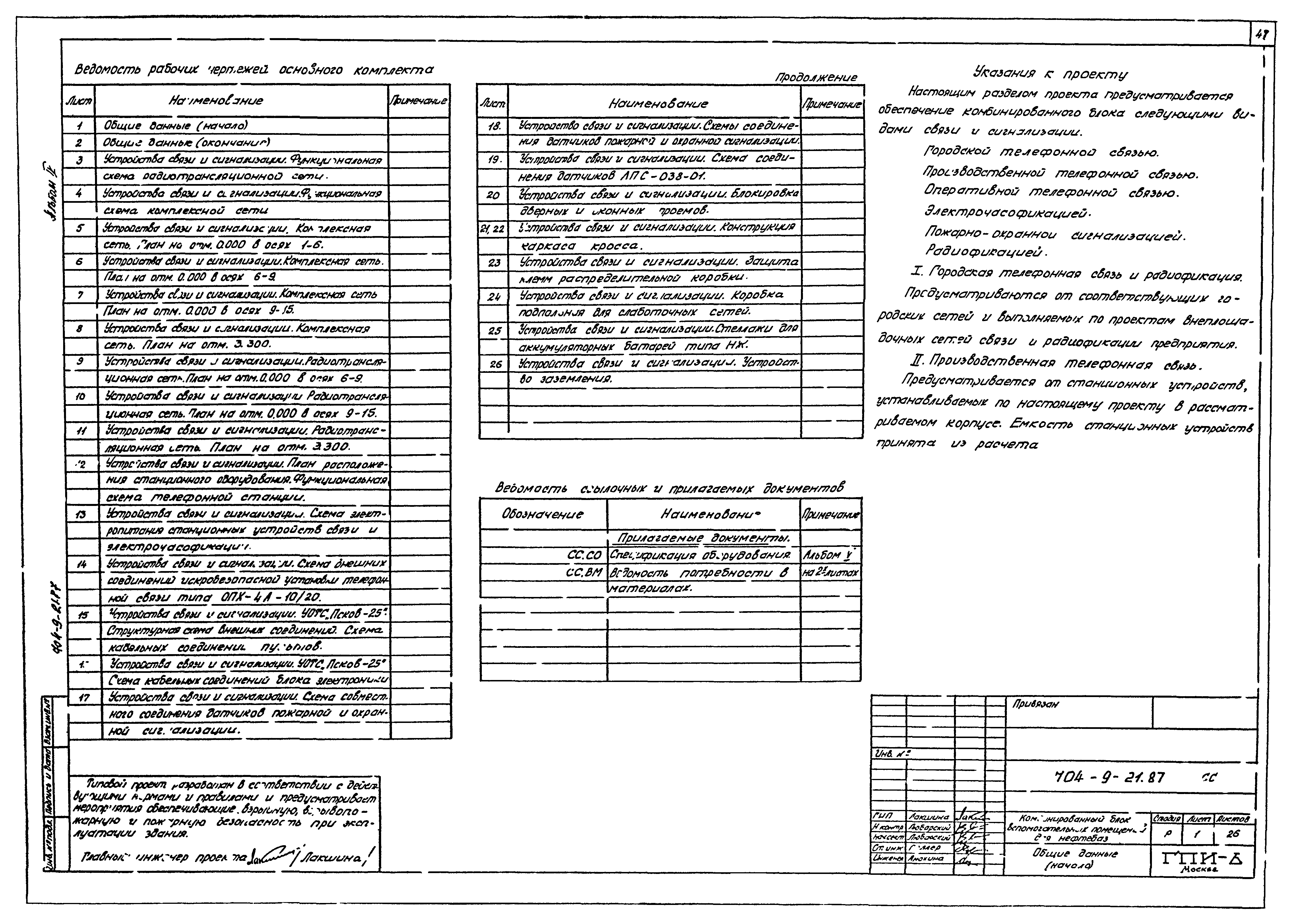 Типовой проект 704-9-21.87