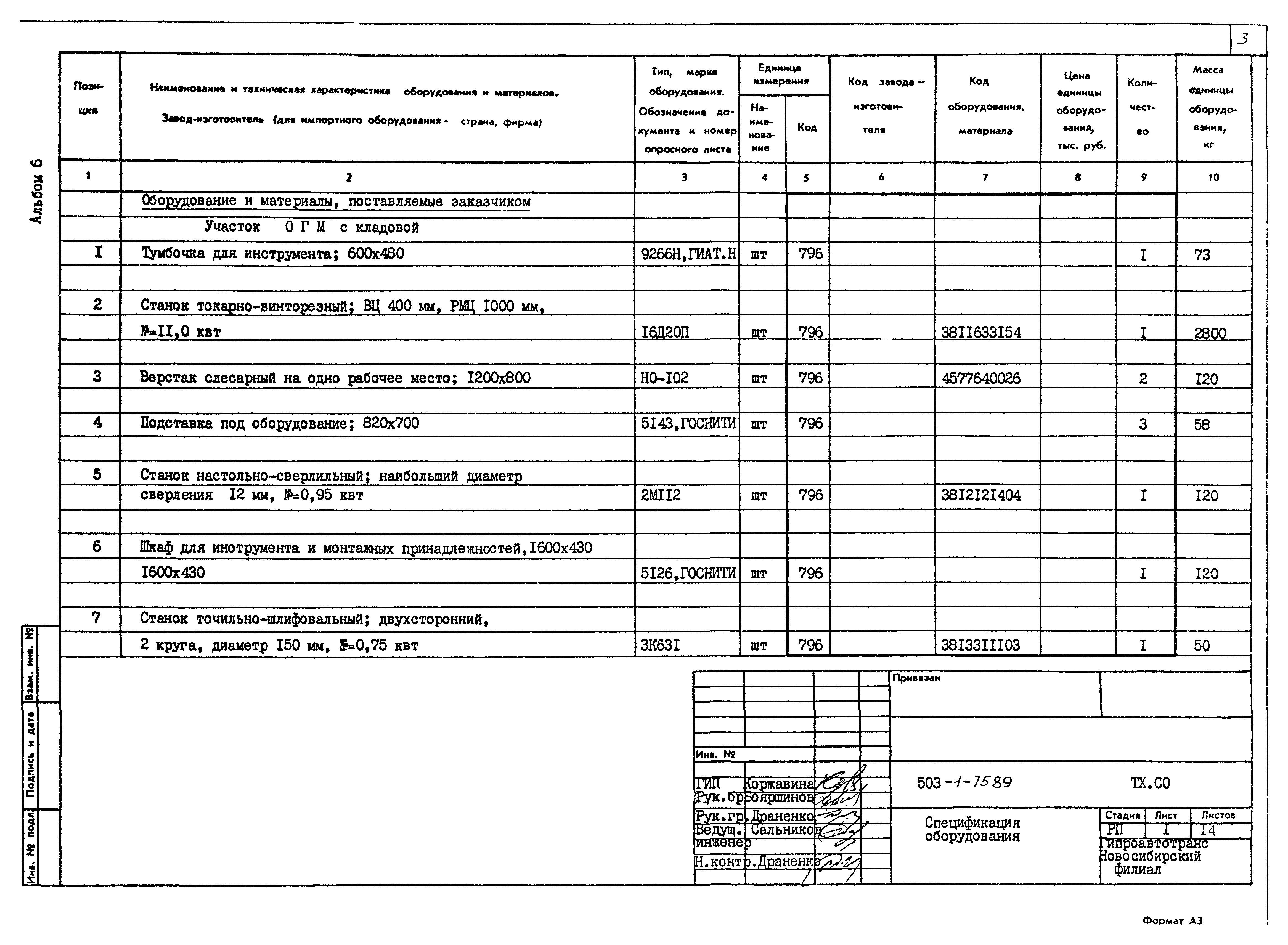 Типовой проект 503-1-75.89