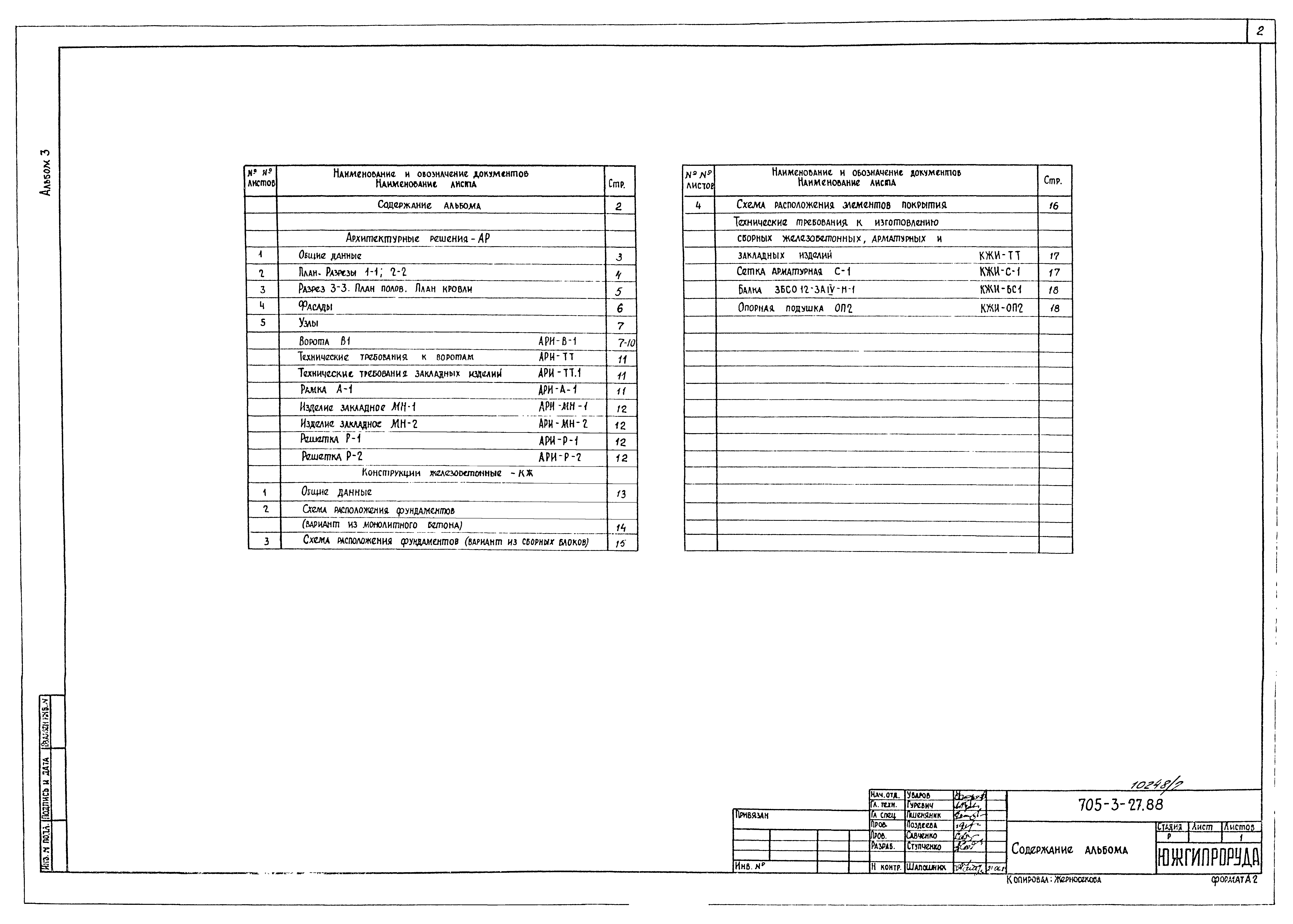 Типовой проект 705-3-27.88