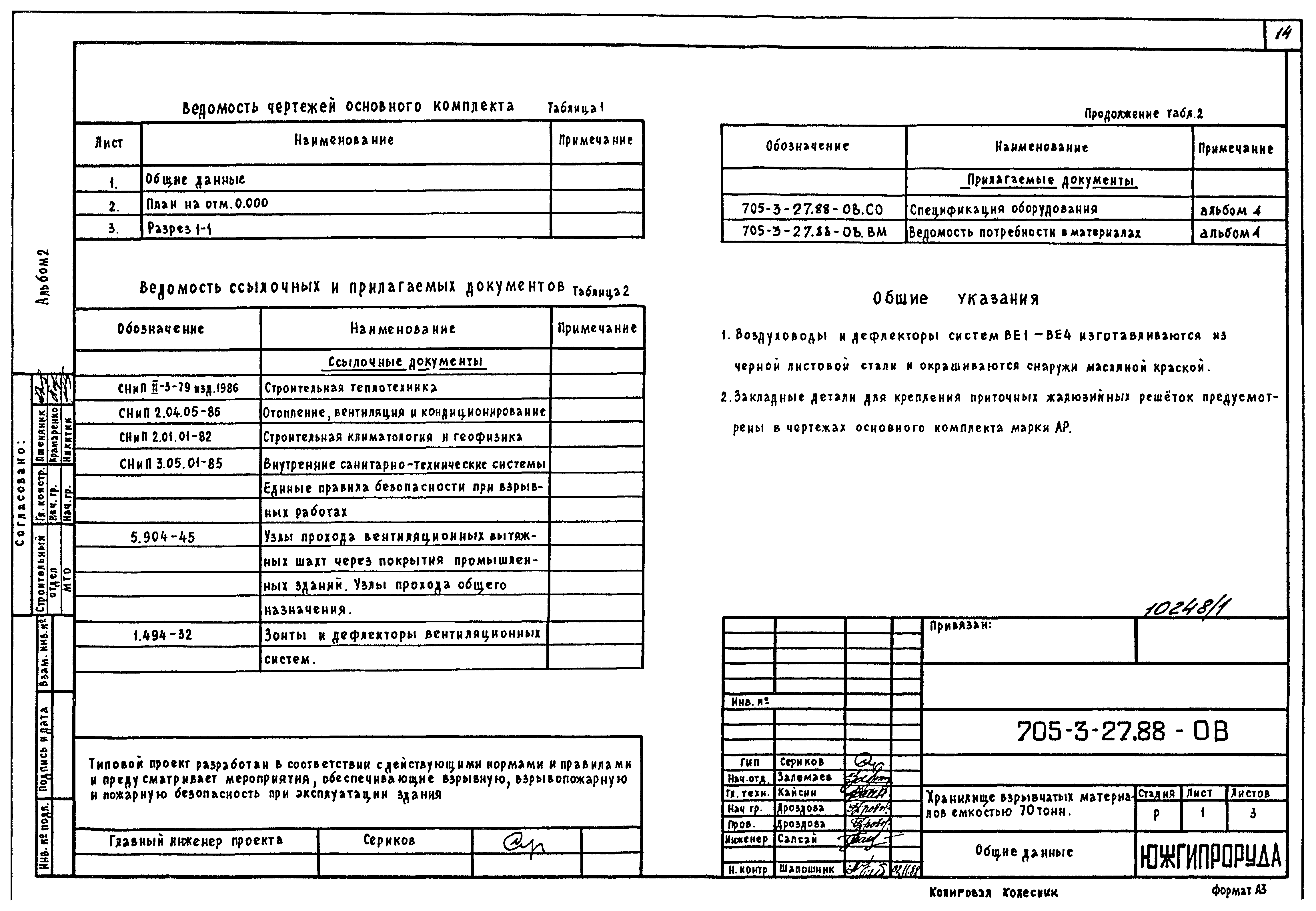 Типовой проект 705-3-27.88