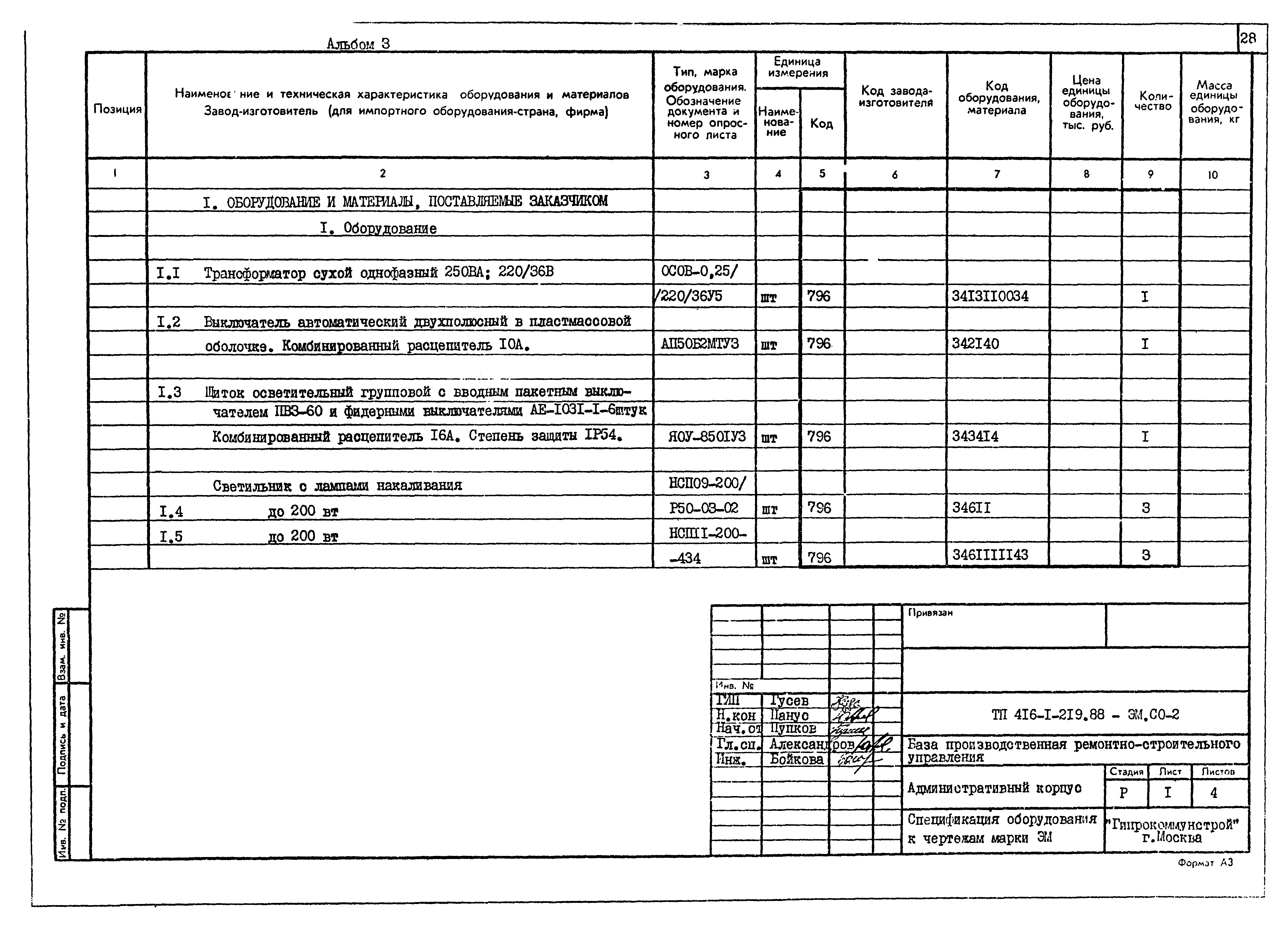 Типовой проект 416-1-219.88