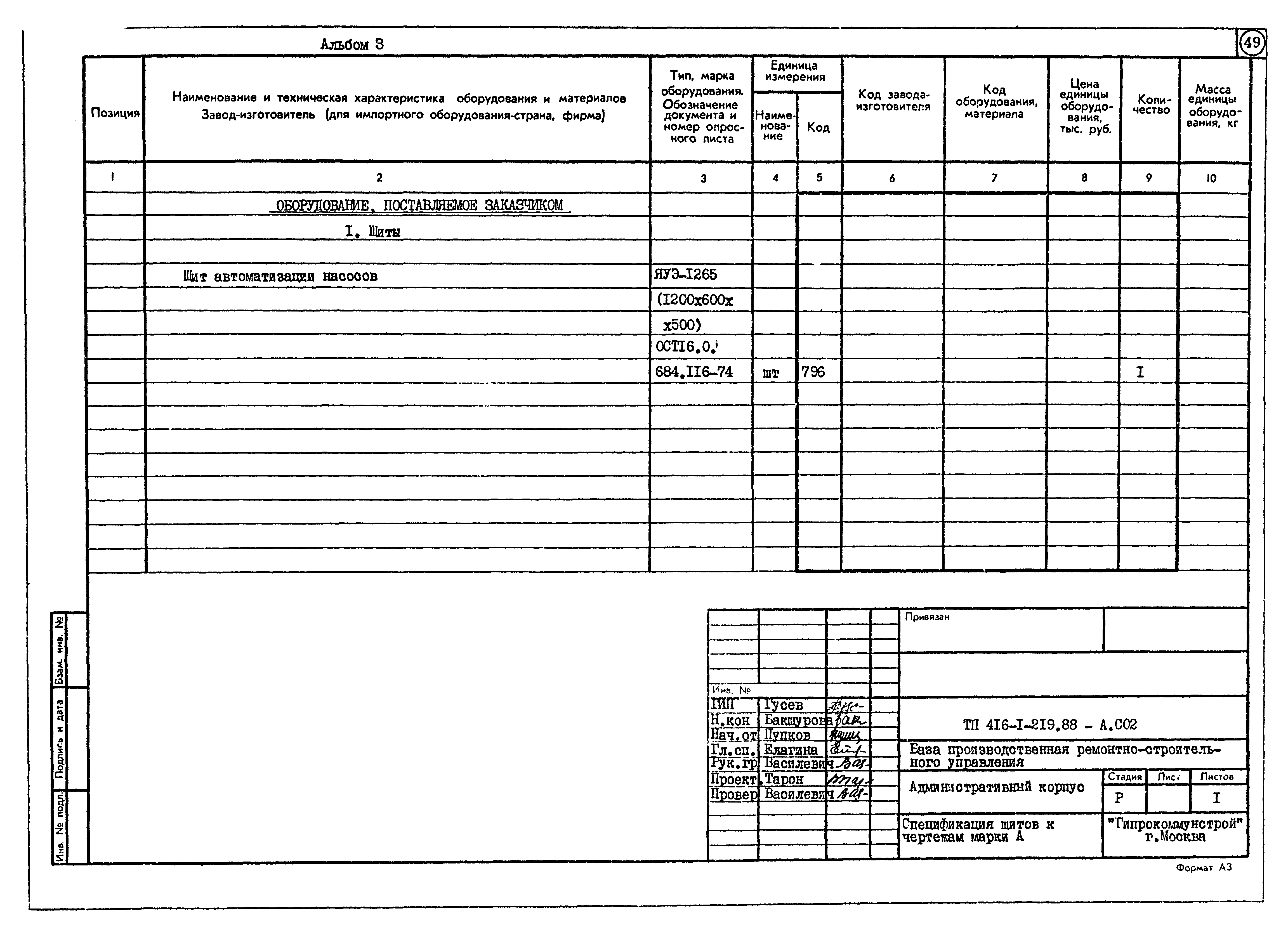 Типовой проект 416-1-219.88