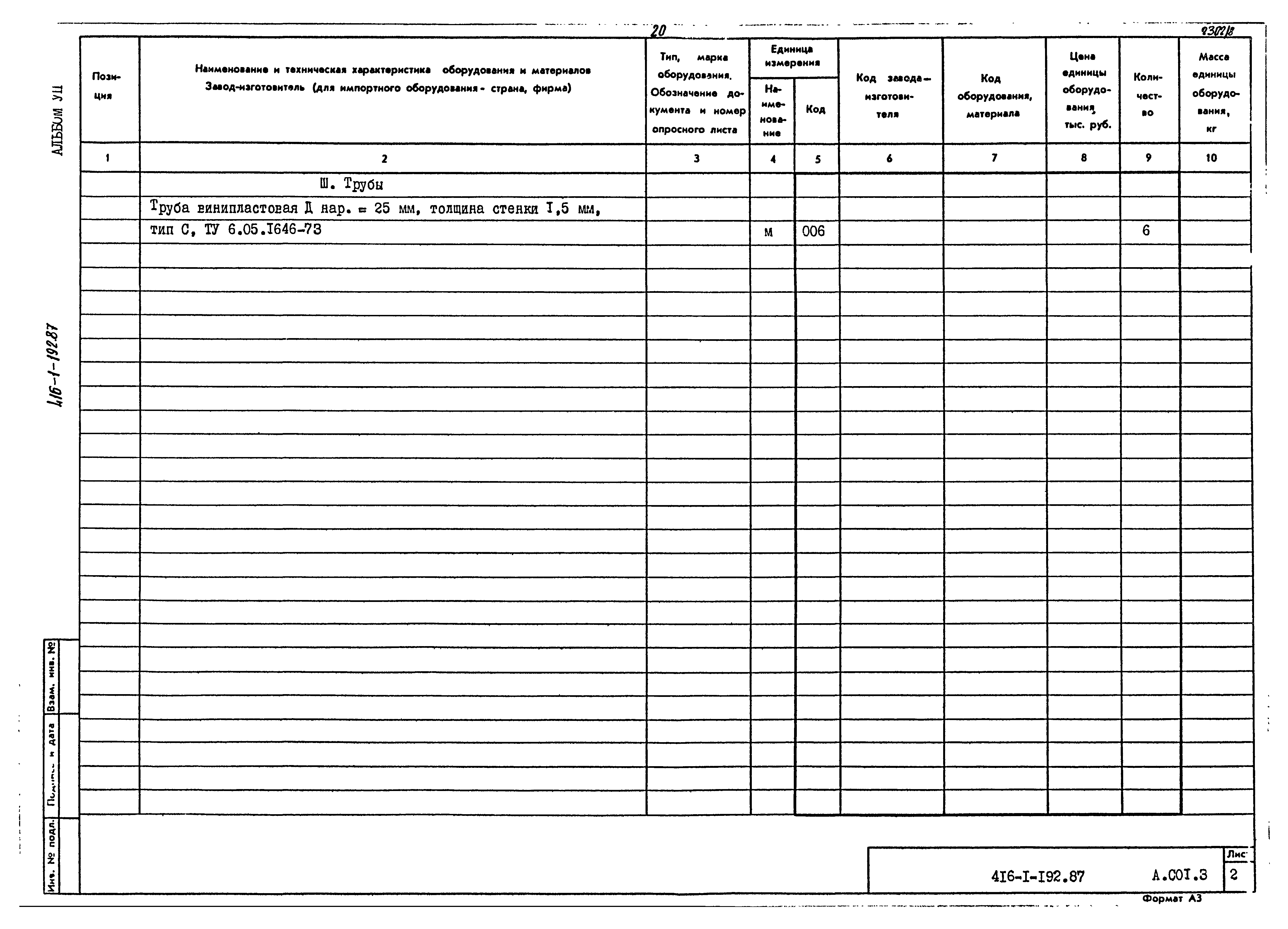 Типовой проект 416-1-192.87