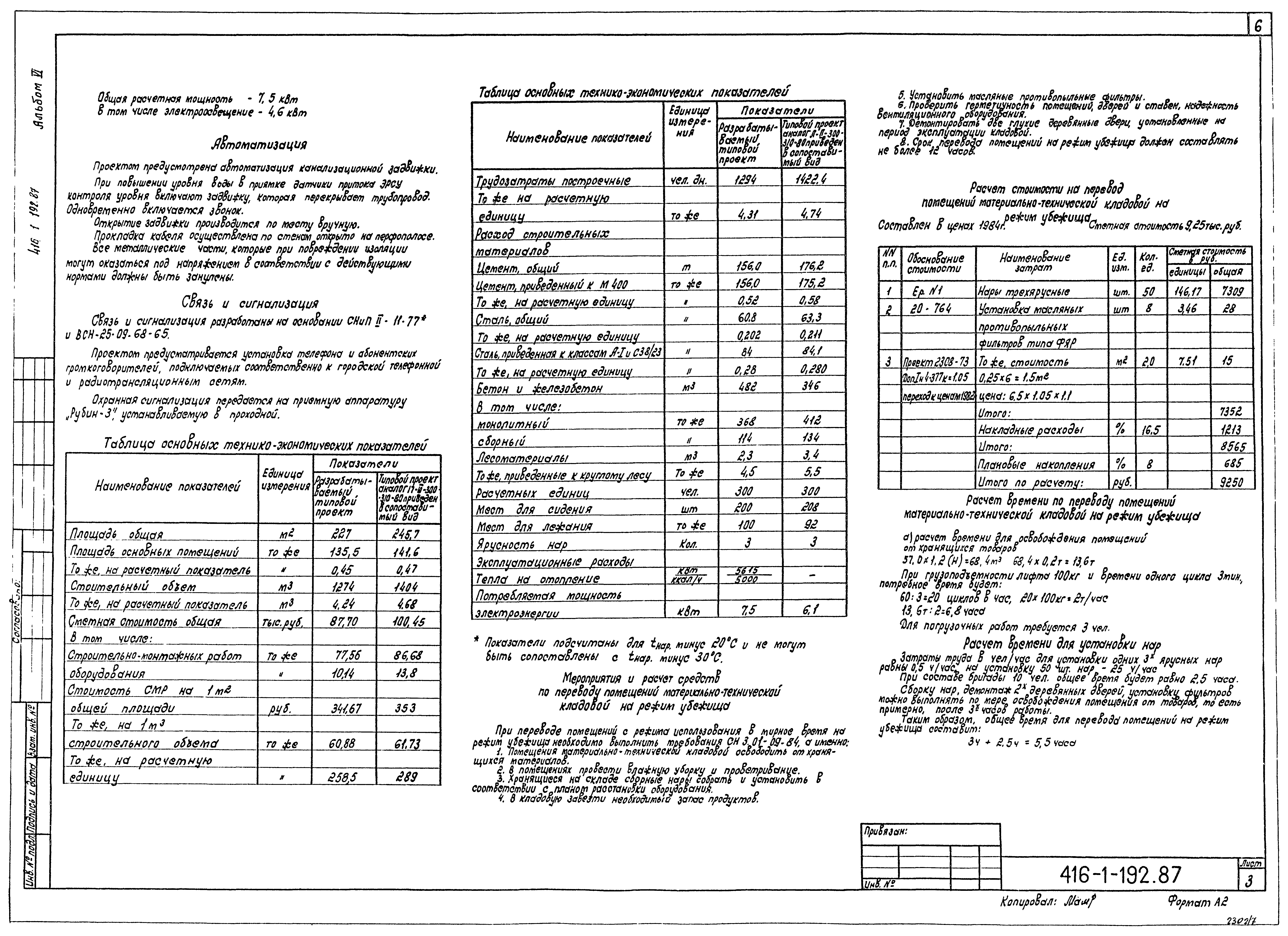 Типовой проект 416-1-192.87
