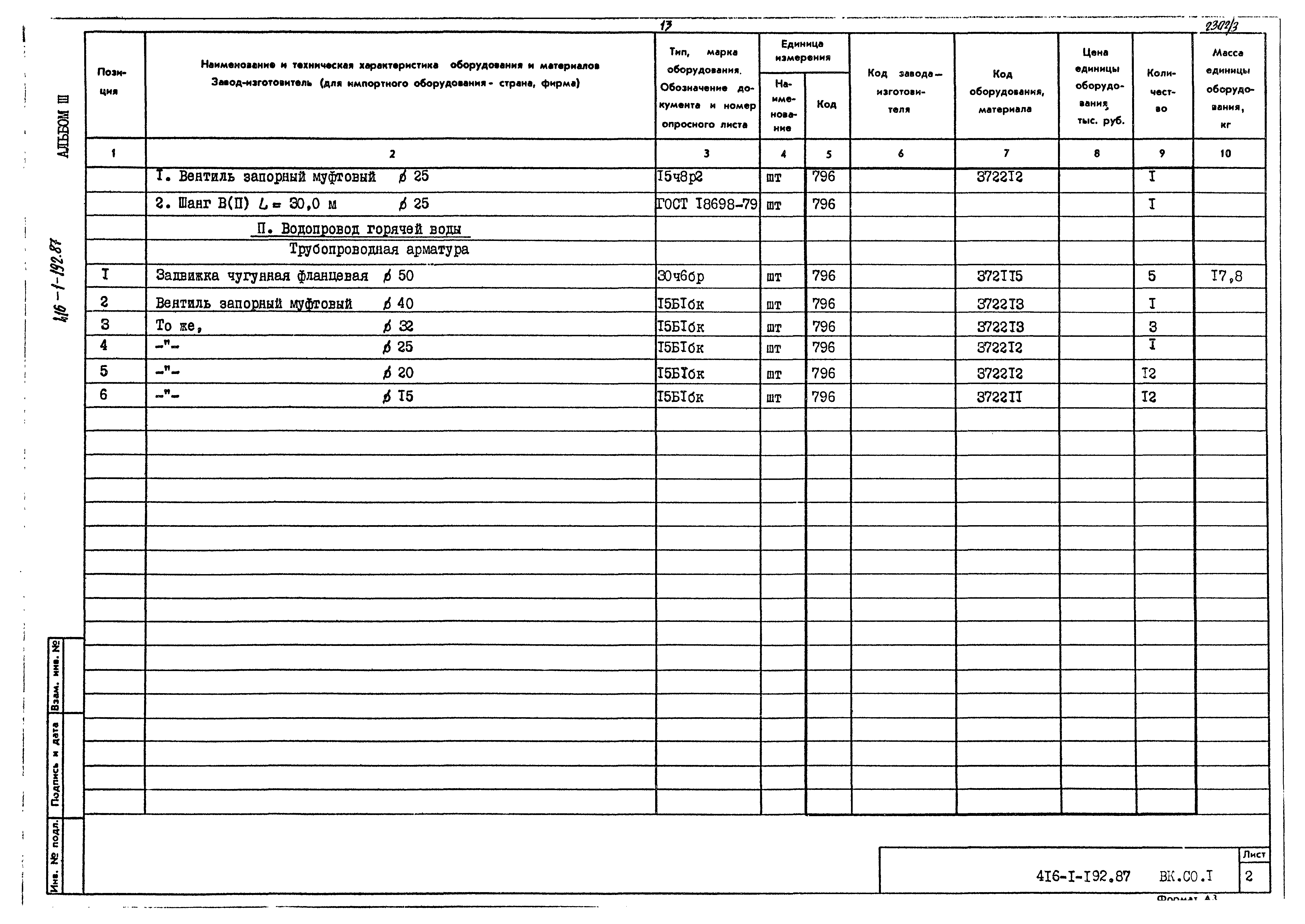 Типовой проект 416-1-192.87