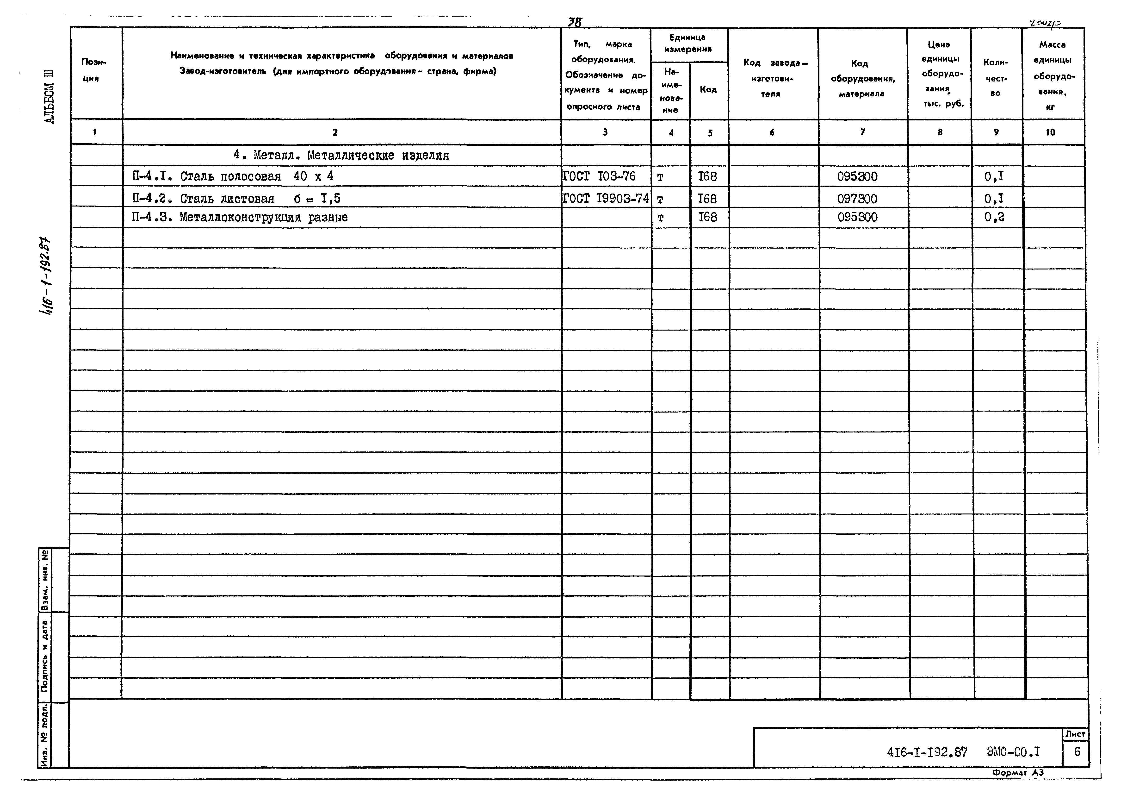 Типовой проект 416-1-192.87