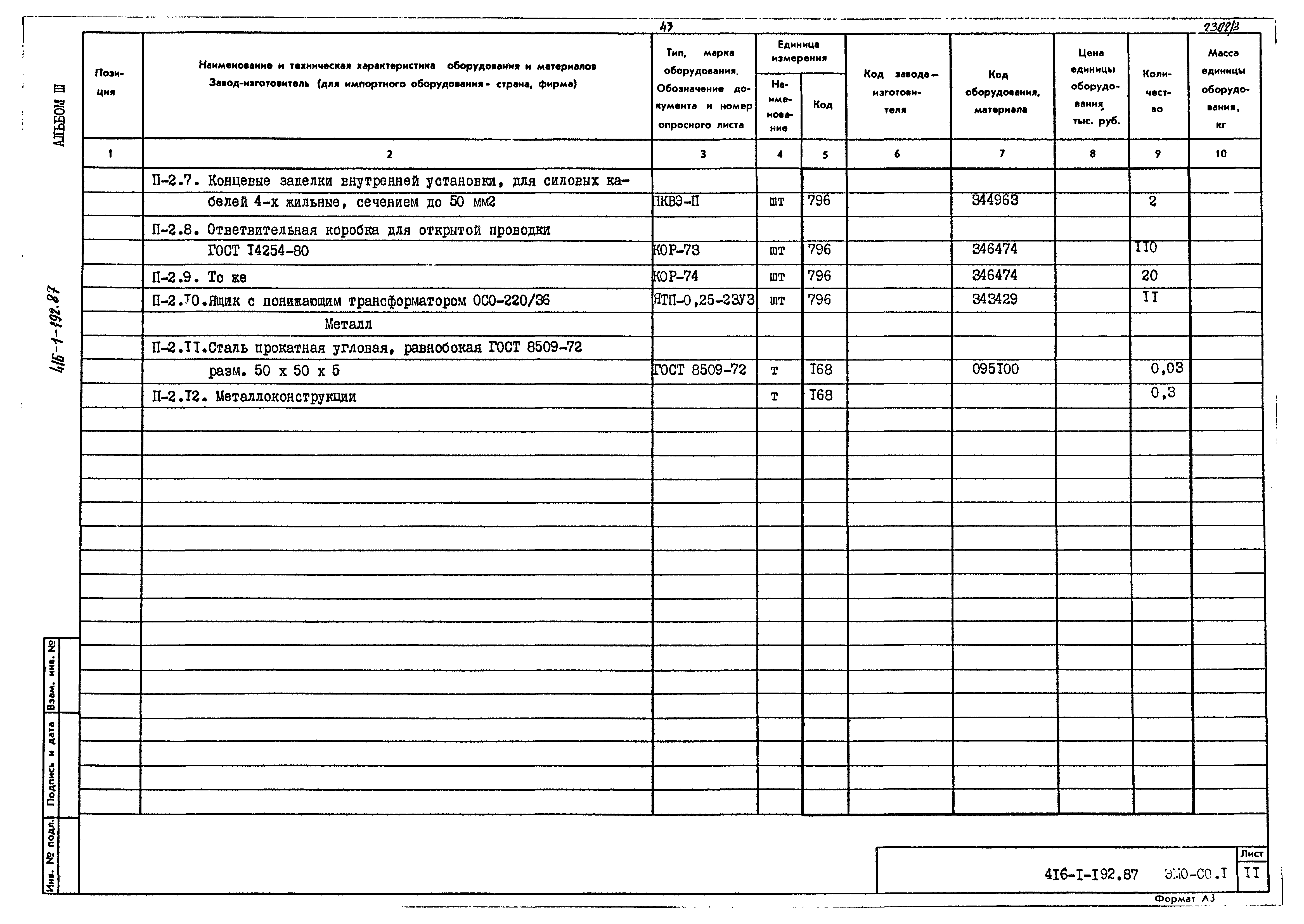 Типовой проект 416-1-192.87