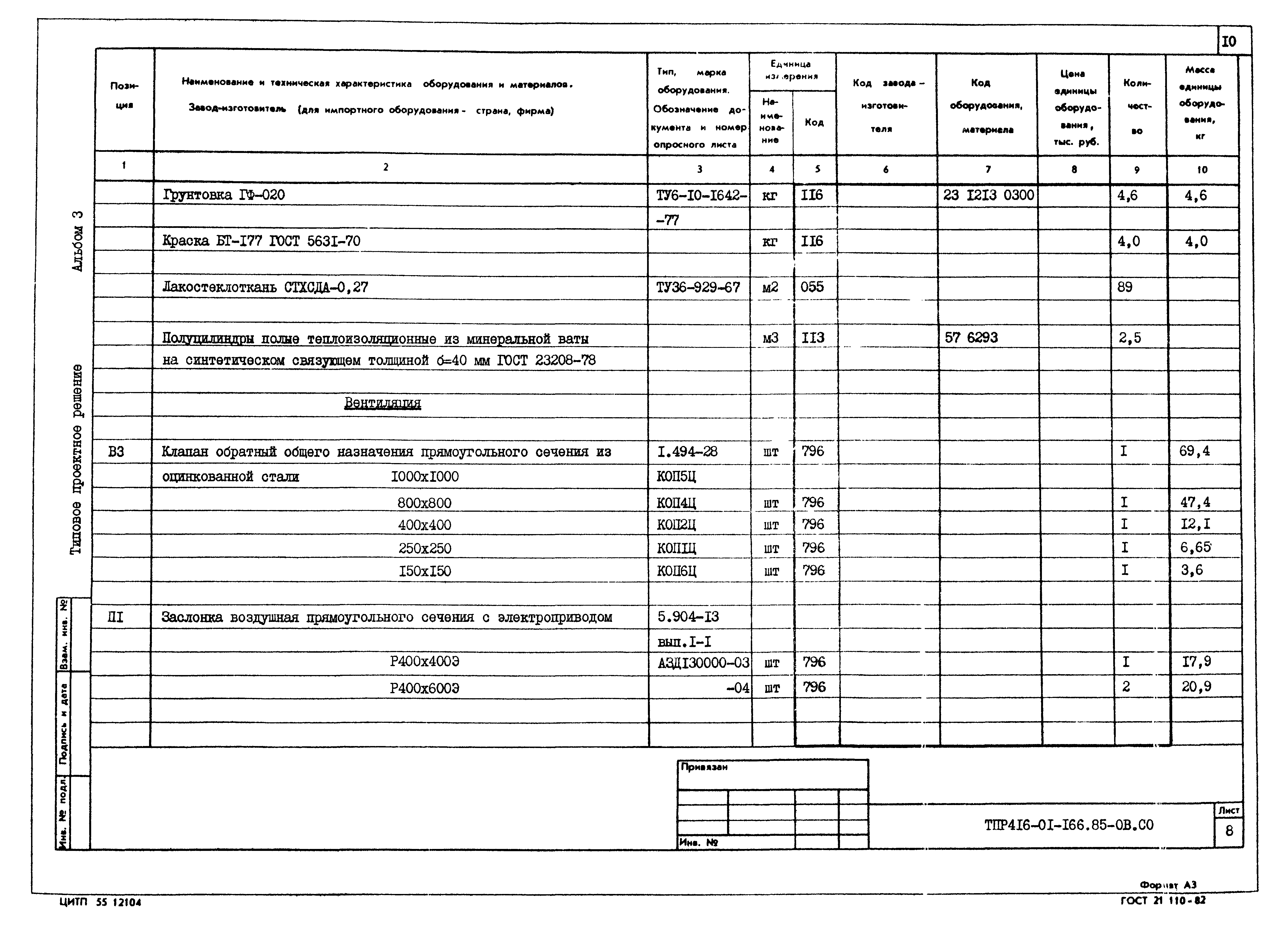 Типовые проектные решения 416-01-166.85