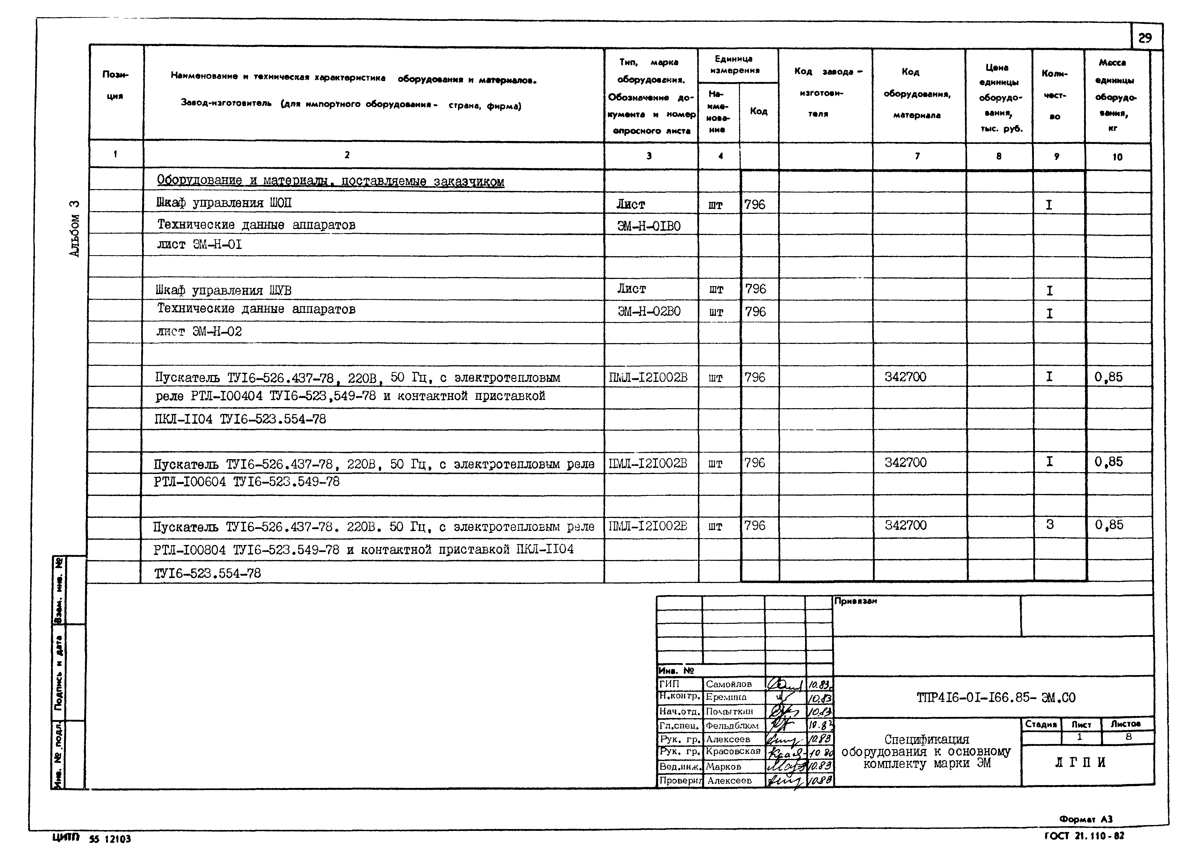Типовые проектные решения 416-01-166.85