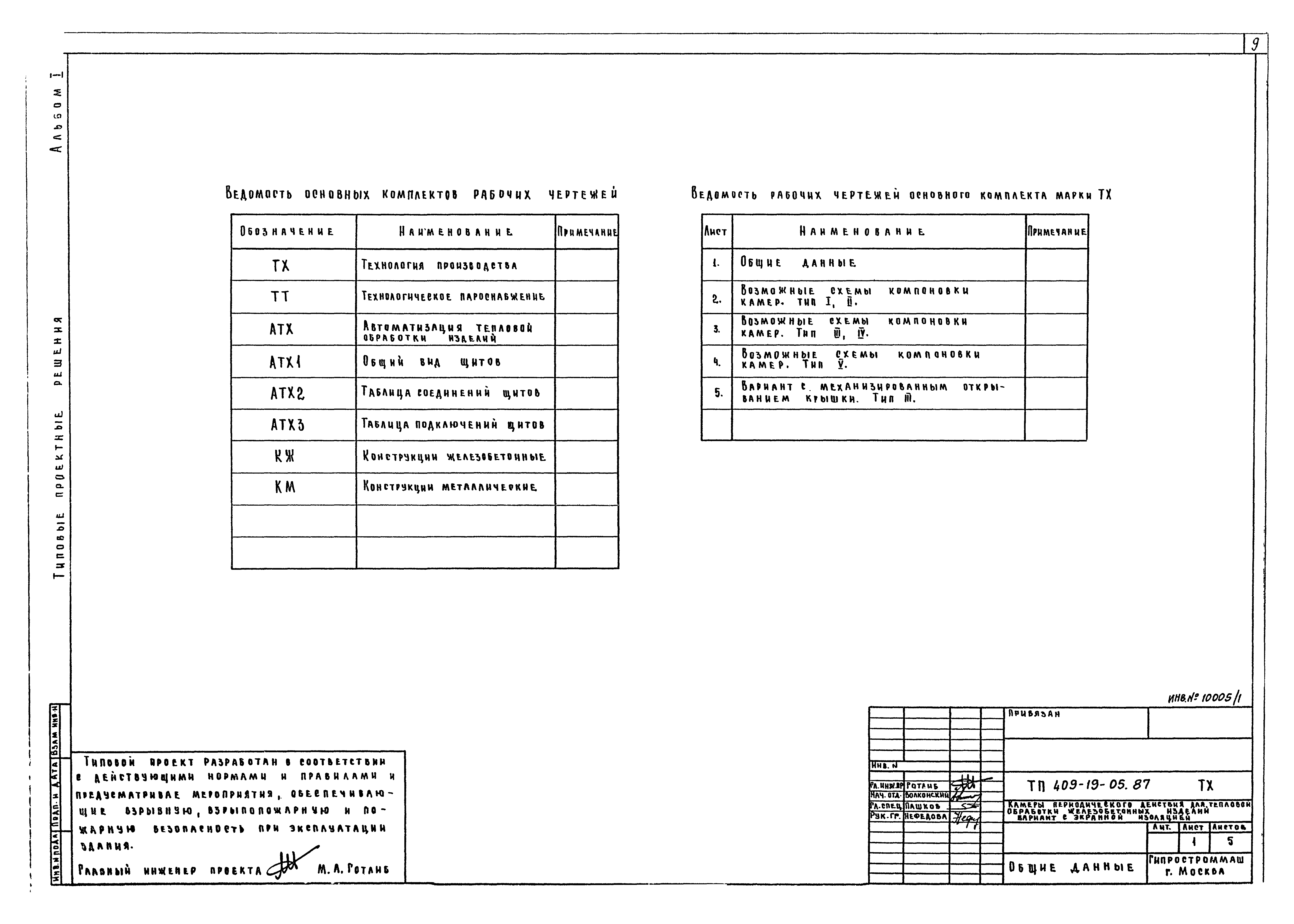 Типовые проектные решения 409-19-05.87