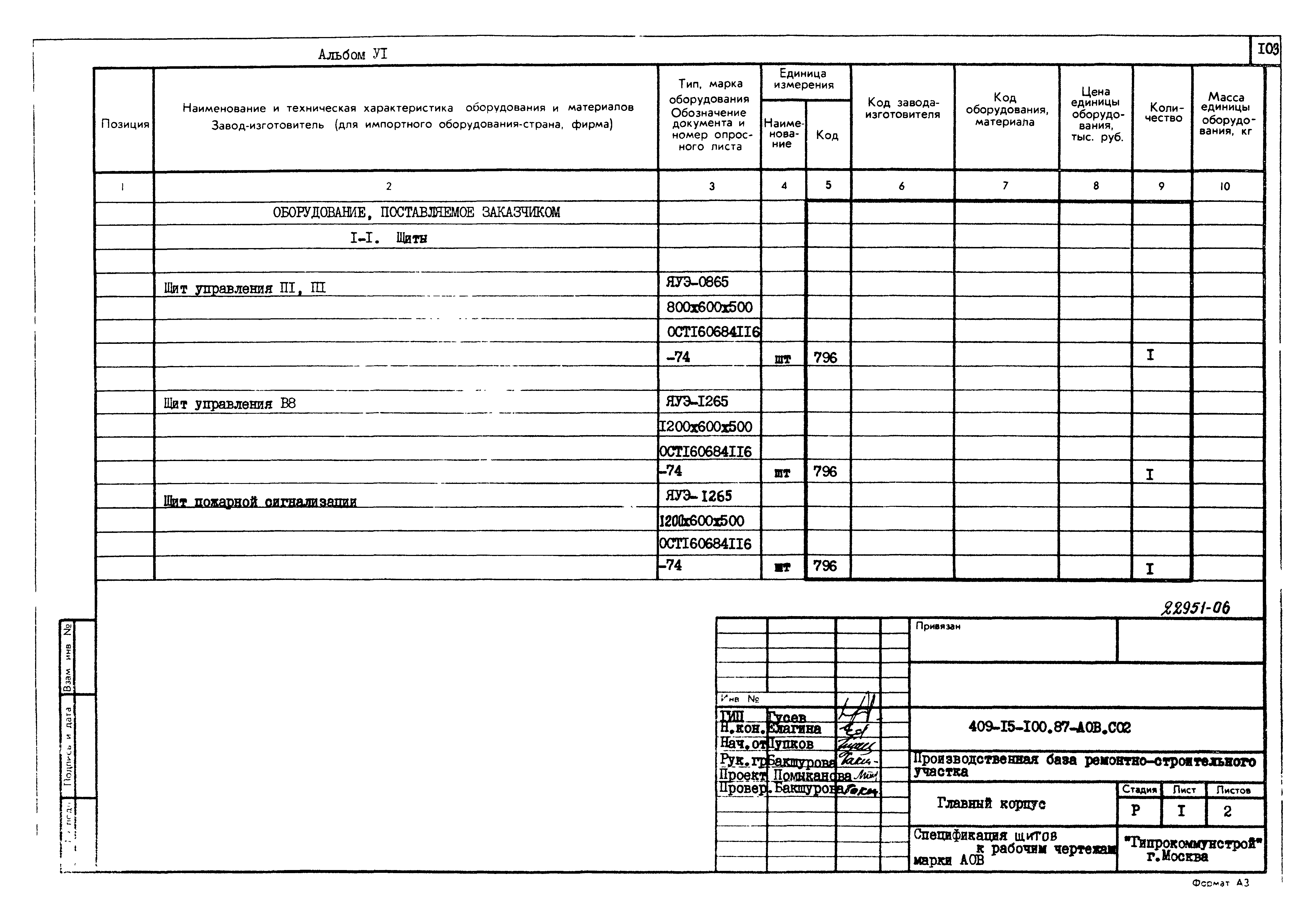 Типовой проект 409-15-100.87