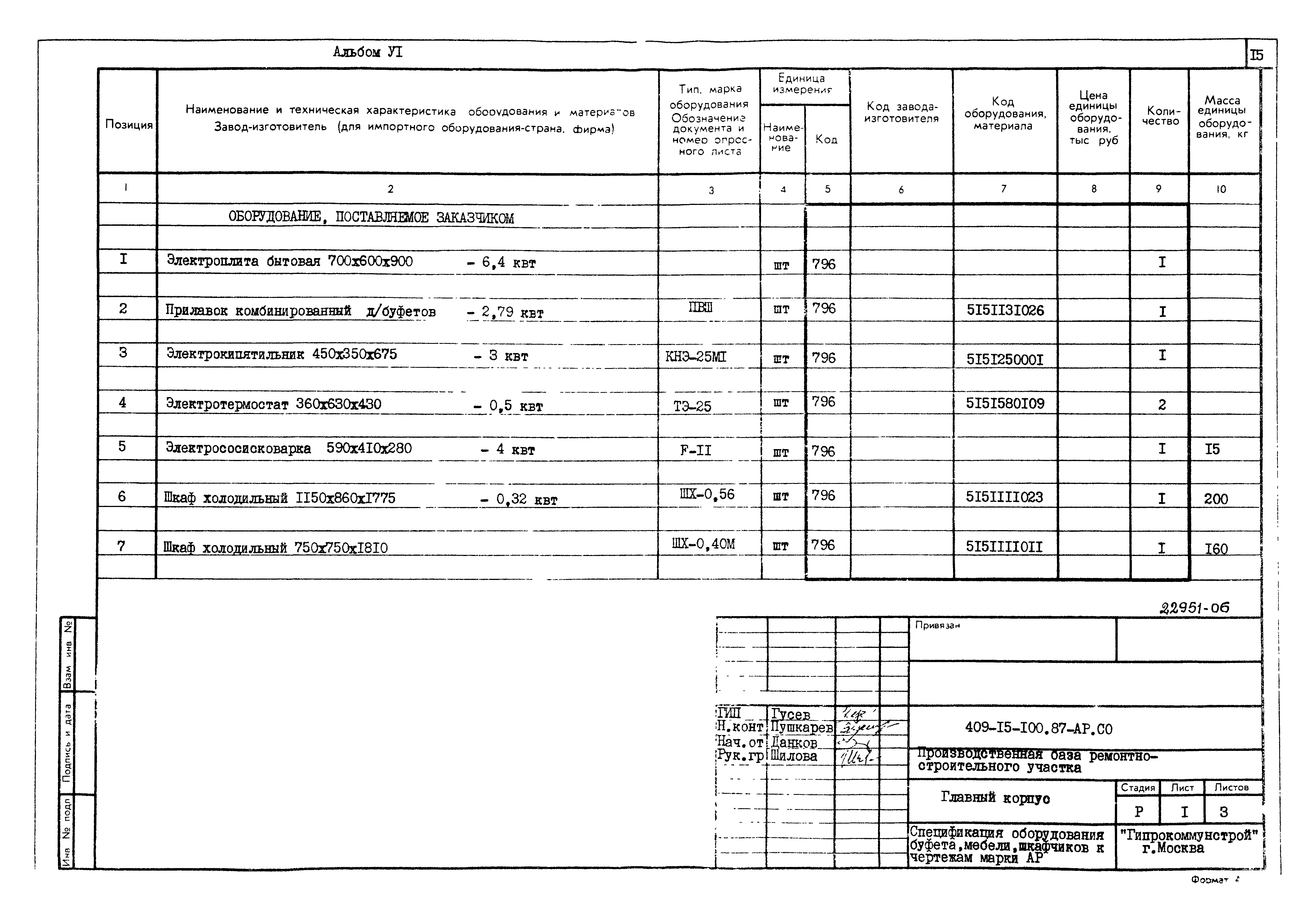 Типовой проект 409-15-100.87