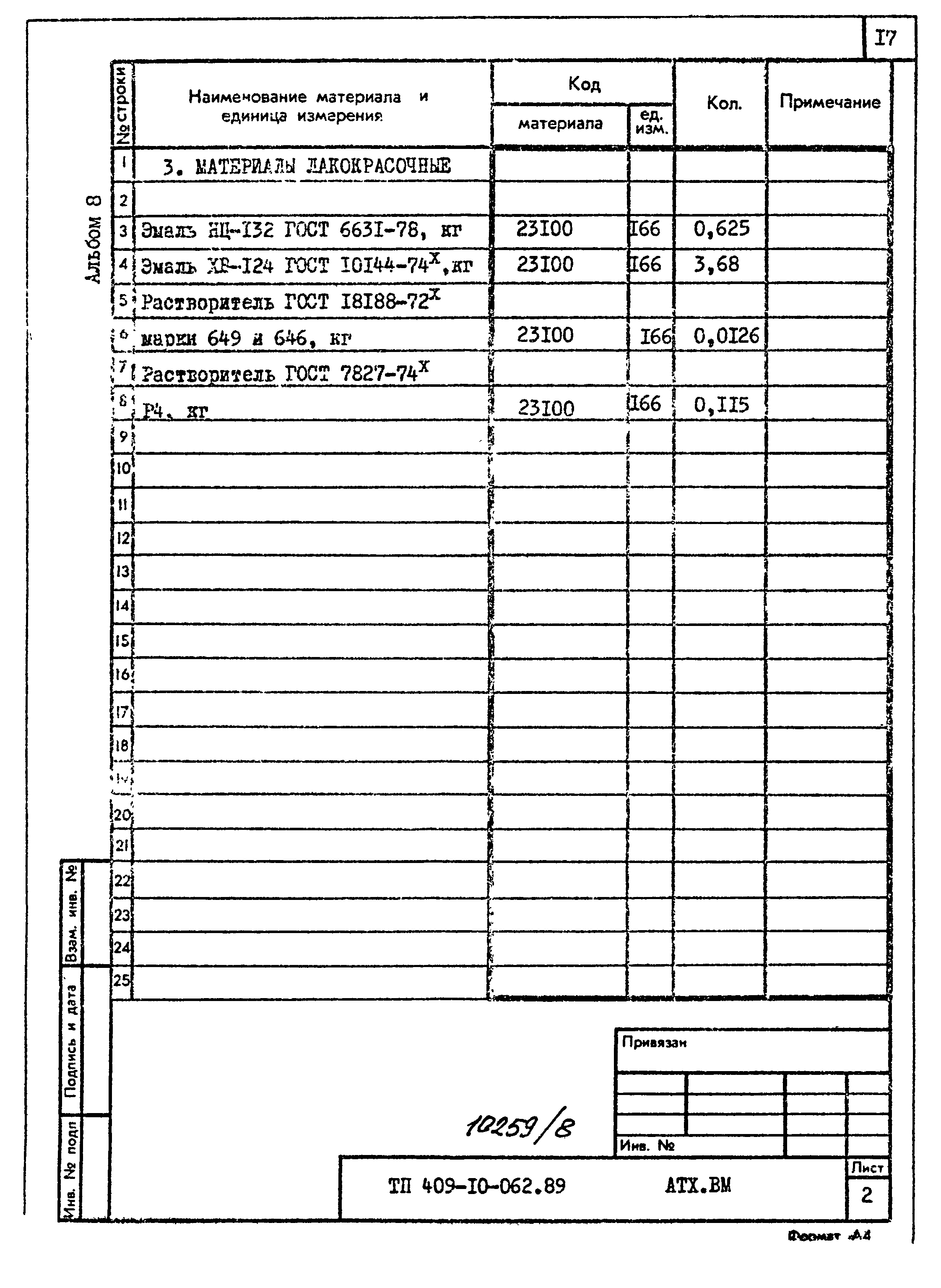 Типовые проектные решения 409-10-062.89