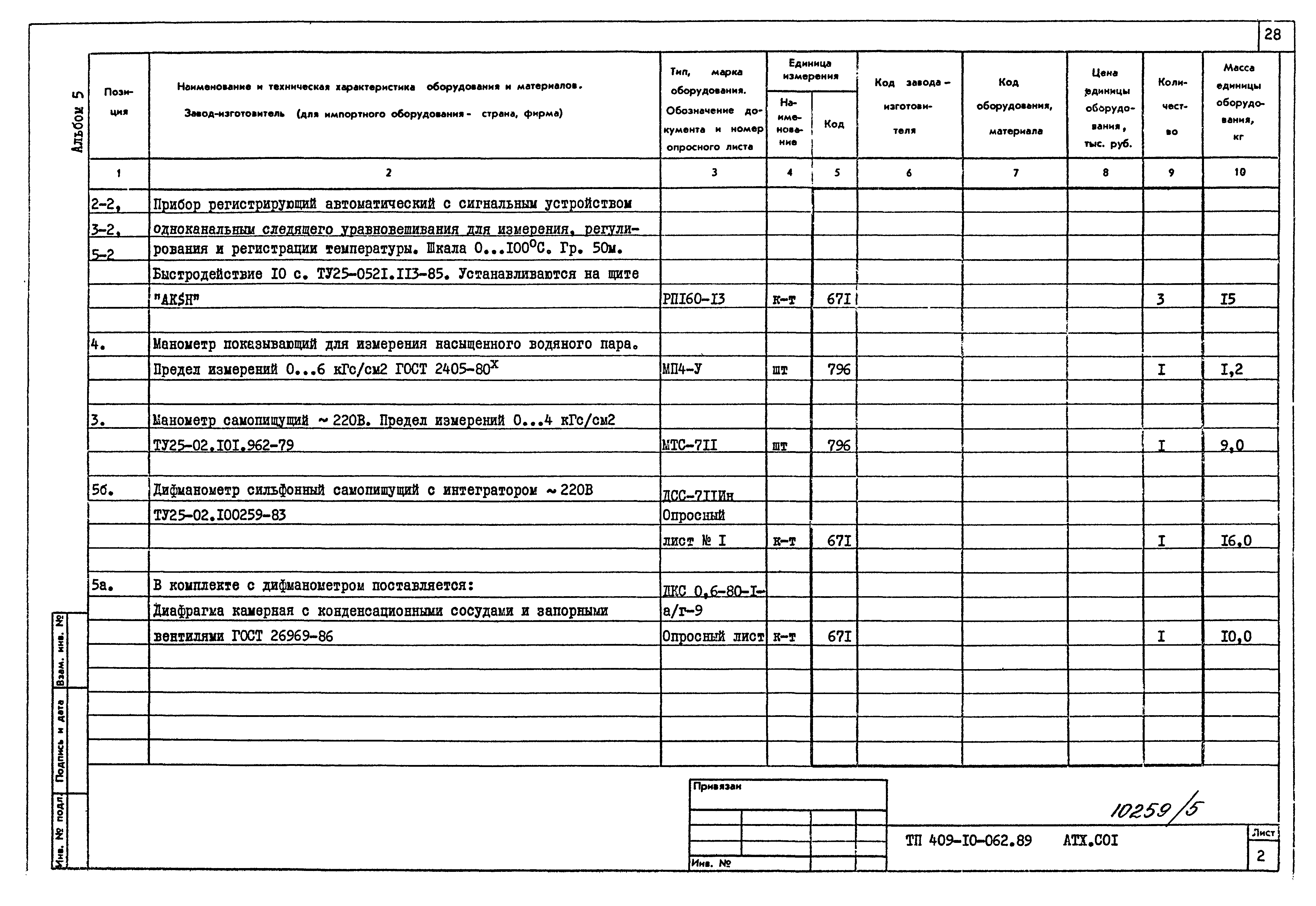 Типовые проектные решения 409-10-062.89