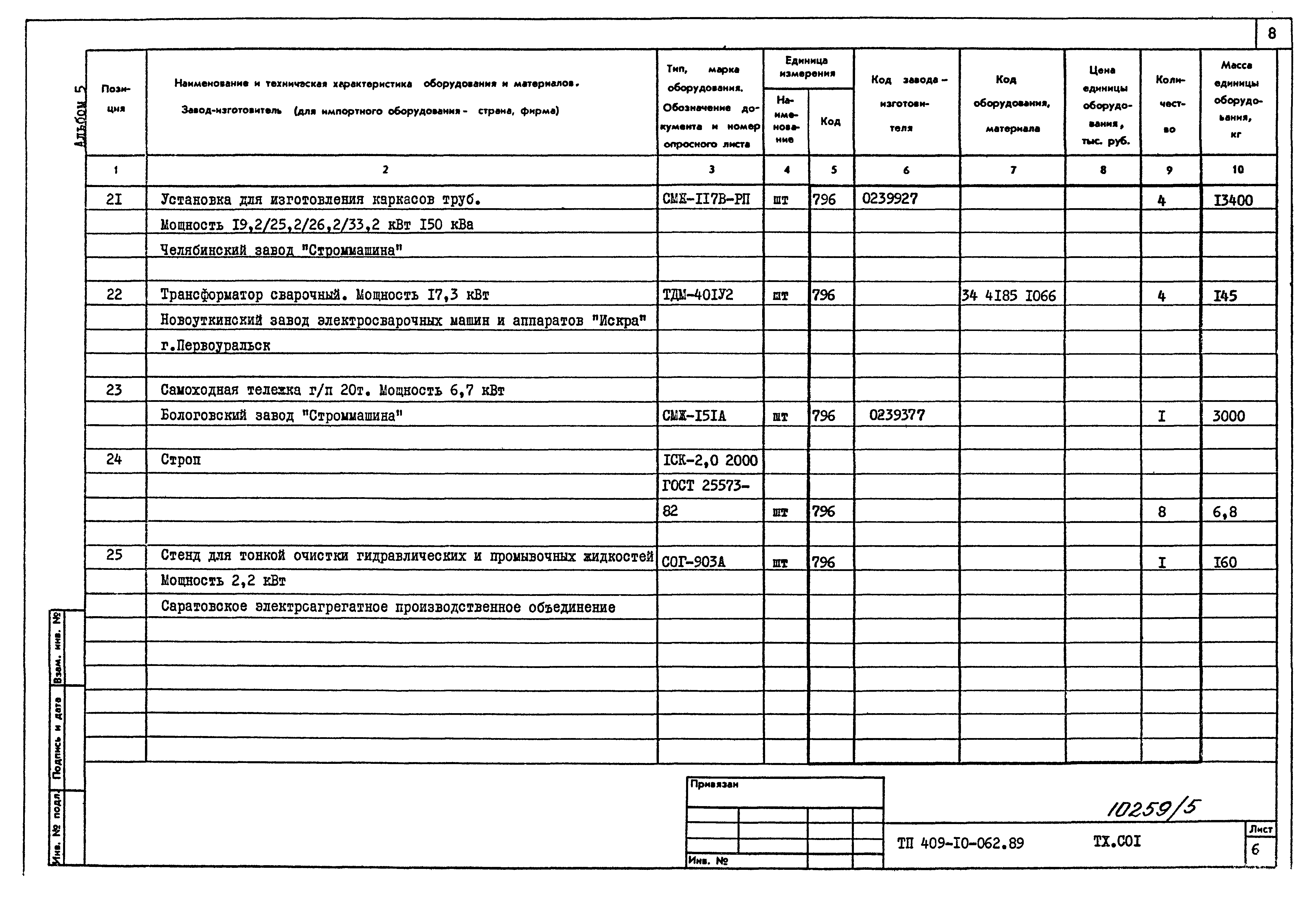 Типовые проектные решения 409-10-062.89