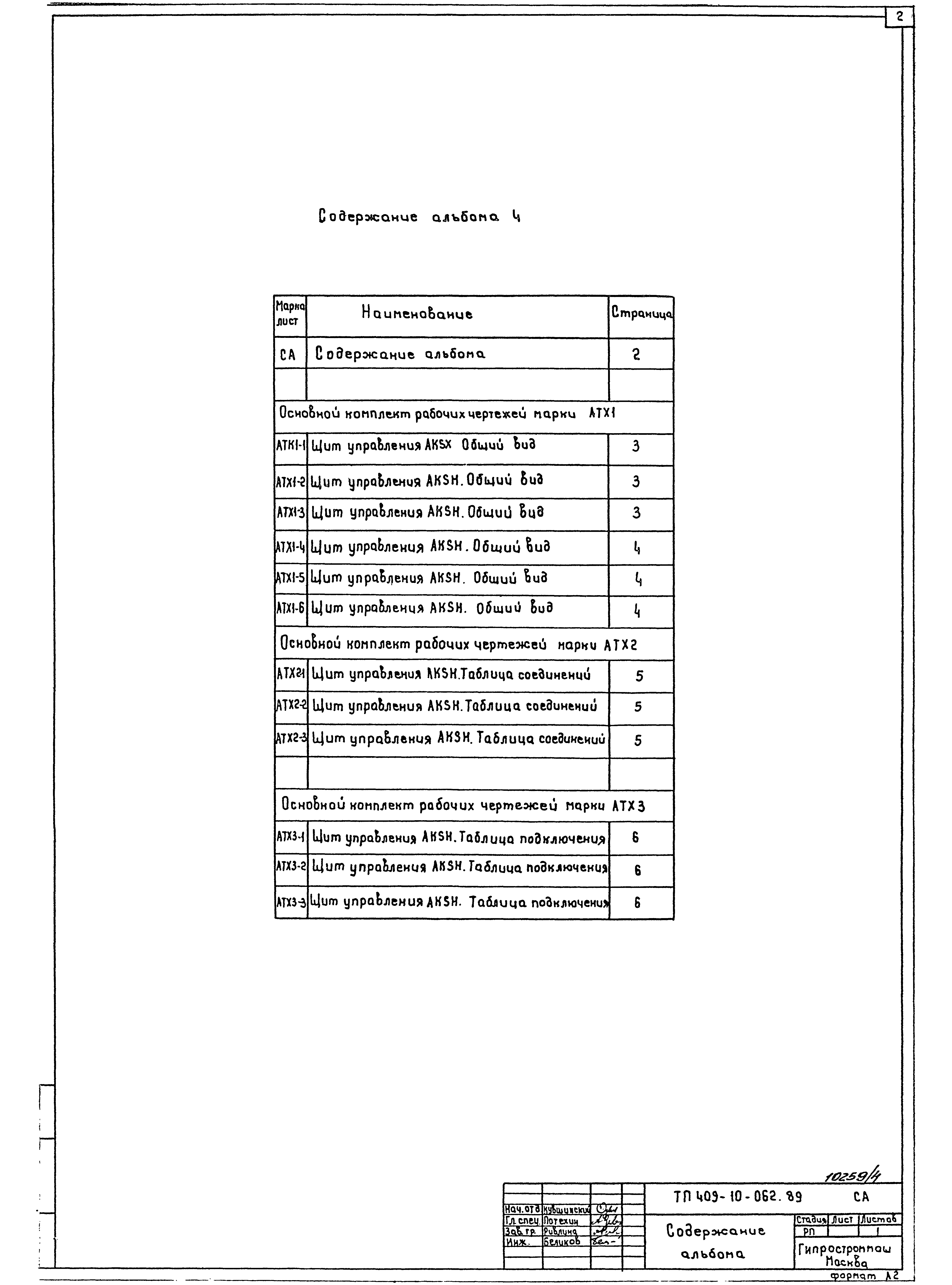 Типовые проектные решения 409-10-062.89