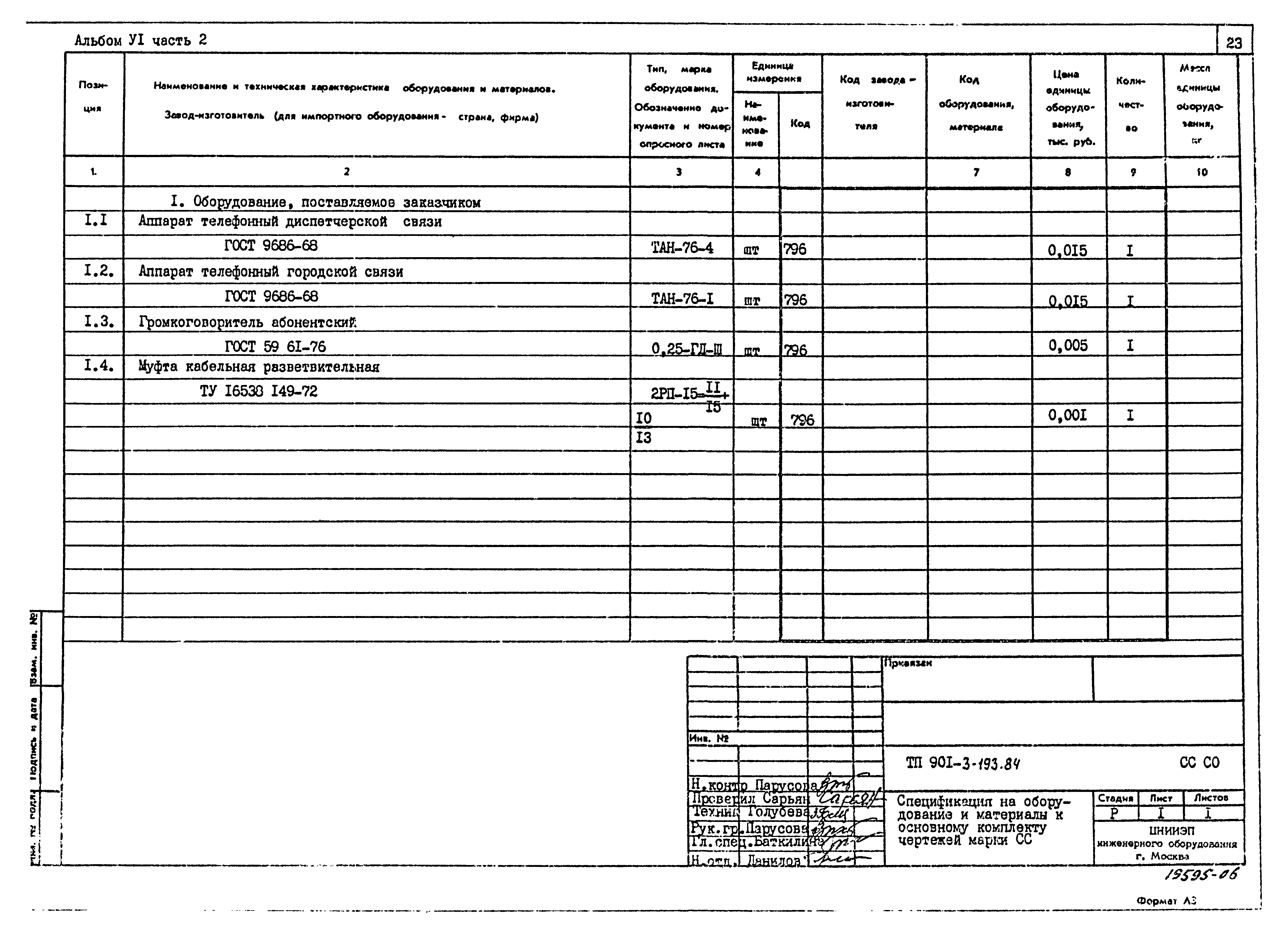 Типовой проект 901-3-193.84