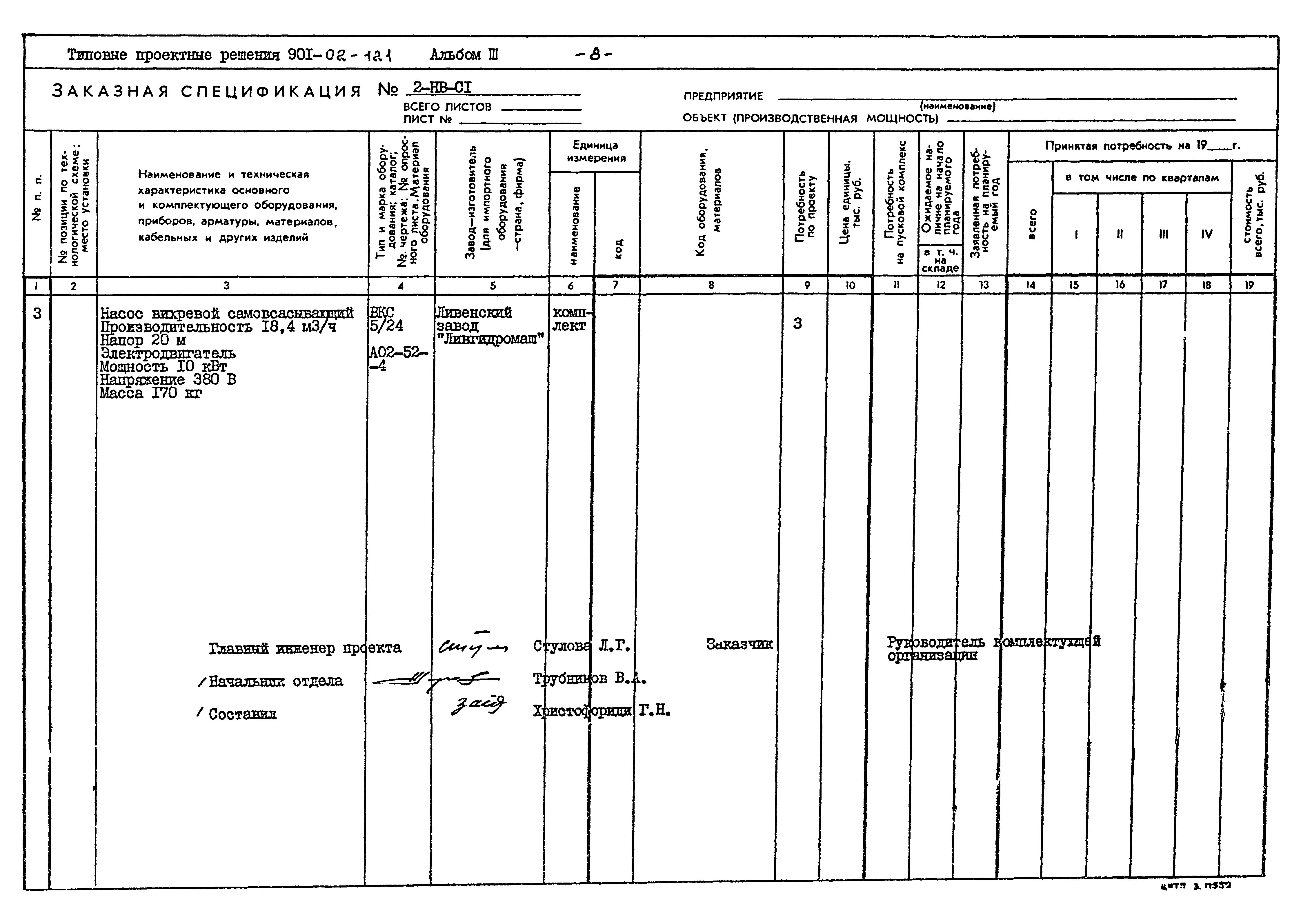 Типовые проектные решения 901-02-121
