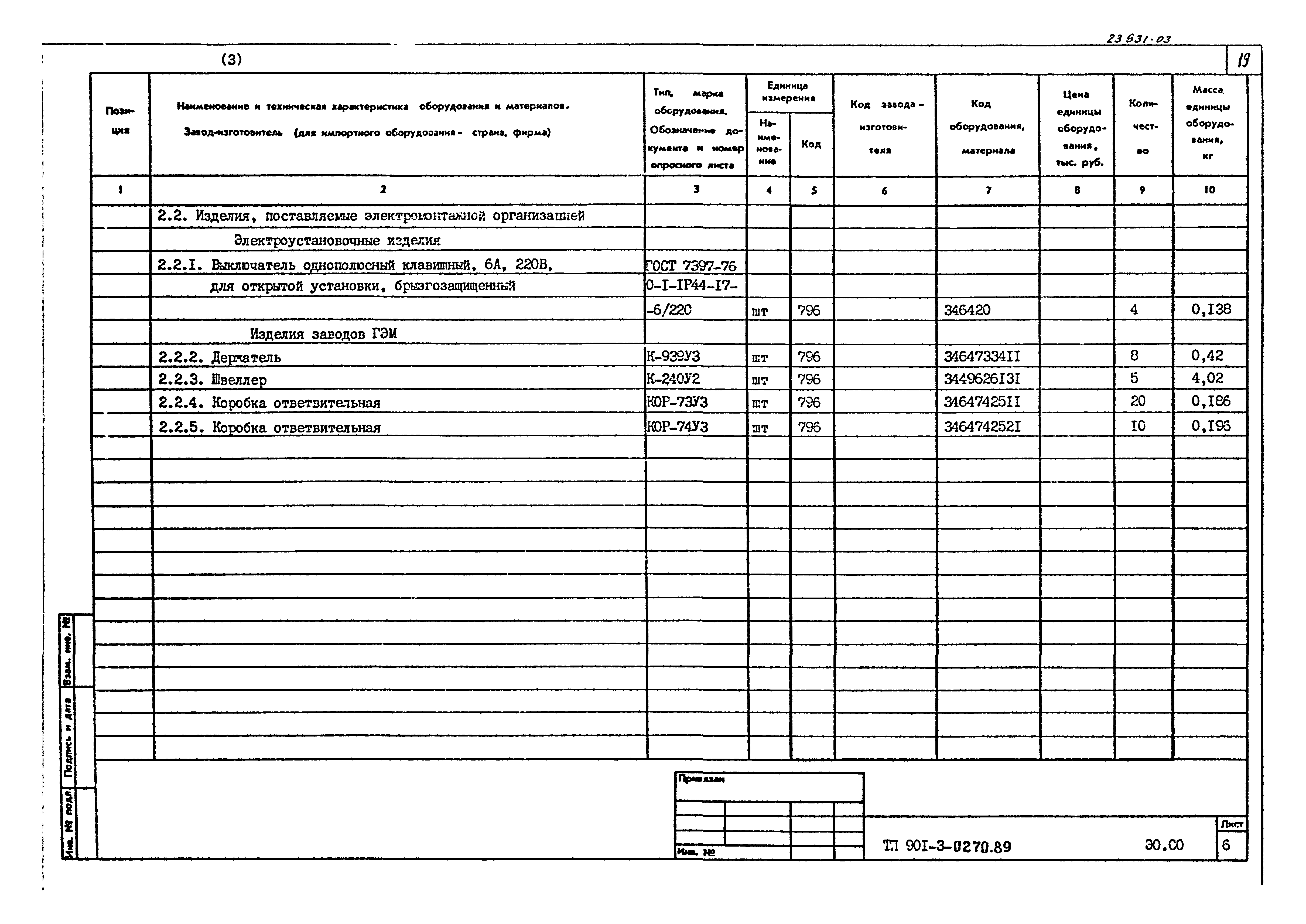 Типовые проектные решения 901-3-0270.89