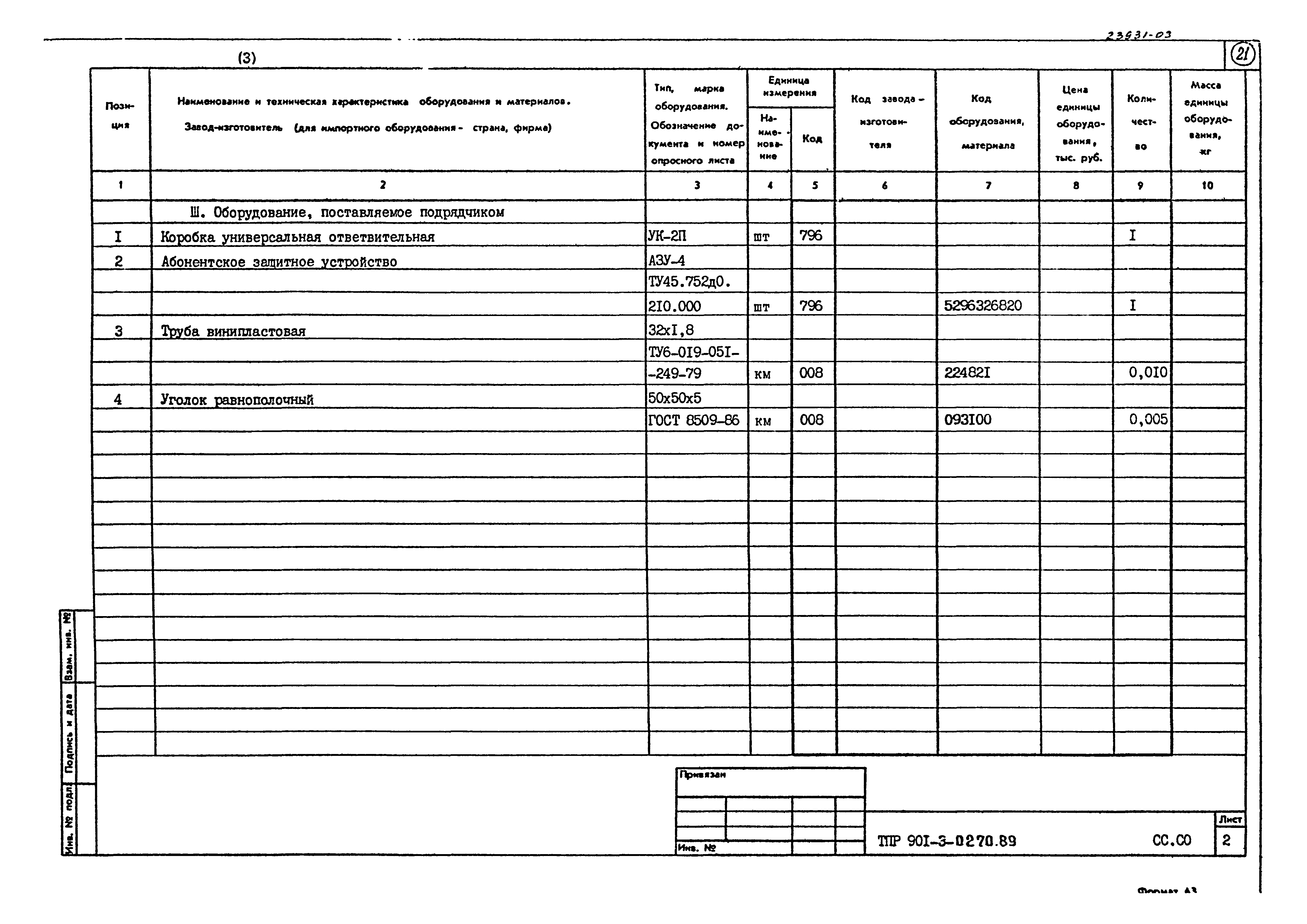 Типовые проектные решения 901-3-0270.89