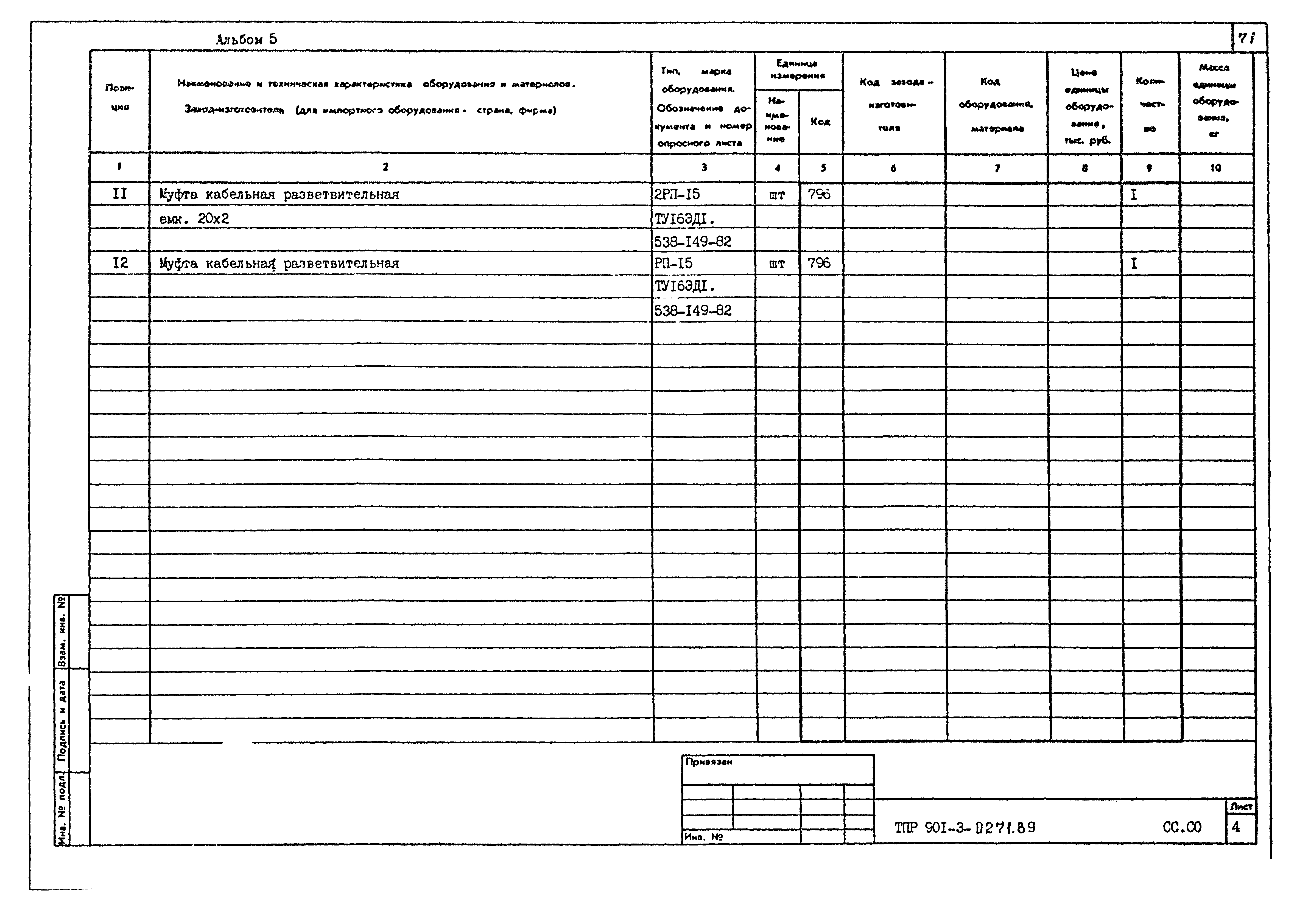 Типовые проектные решения 901-3-0271.89
