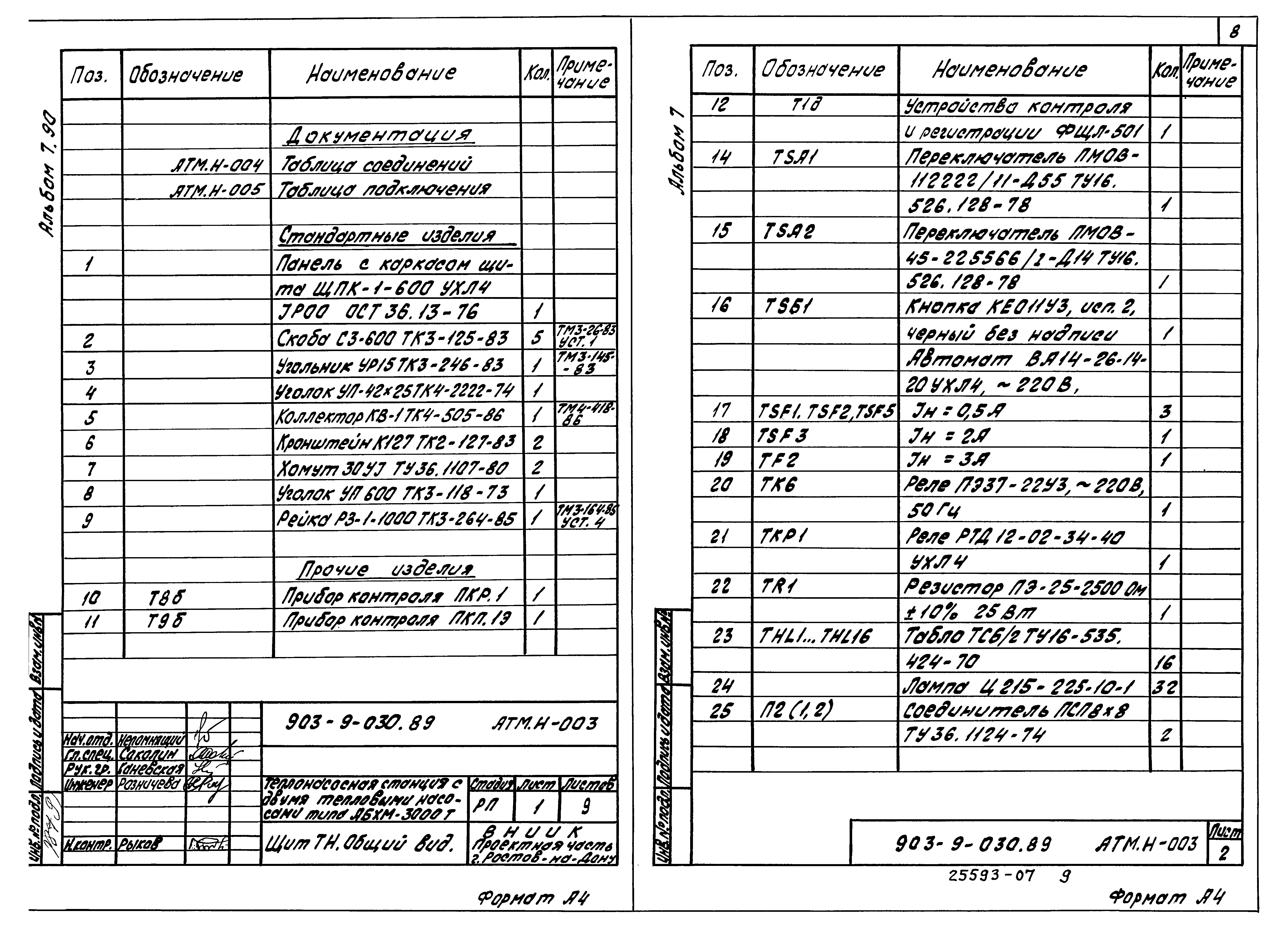 Типовые проектные решения 903-9-030.89