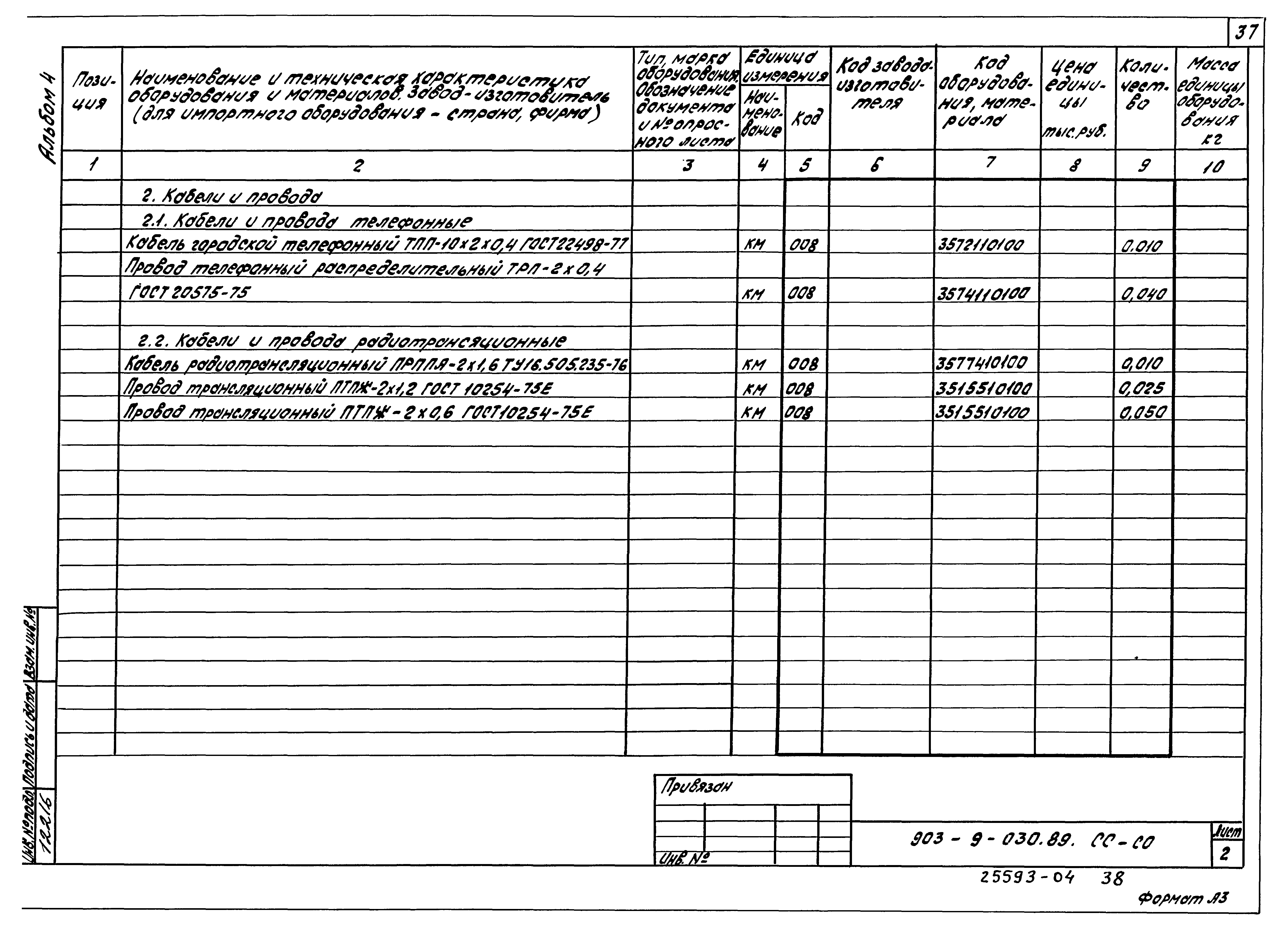 Типовые проектные решения 903-9-030.89