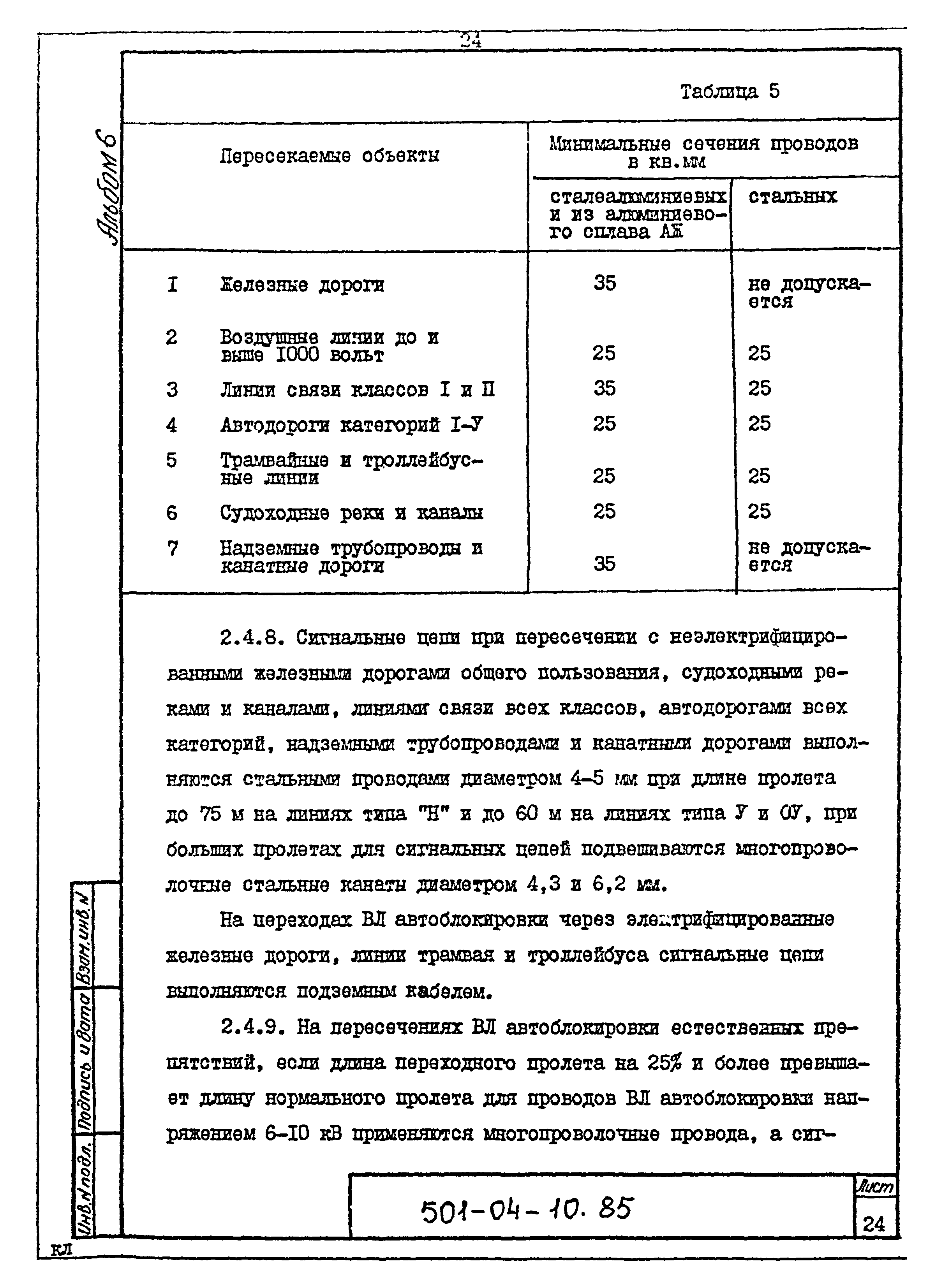 Типовые проектные решения 501-04-10.85