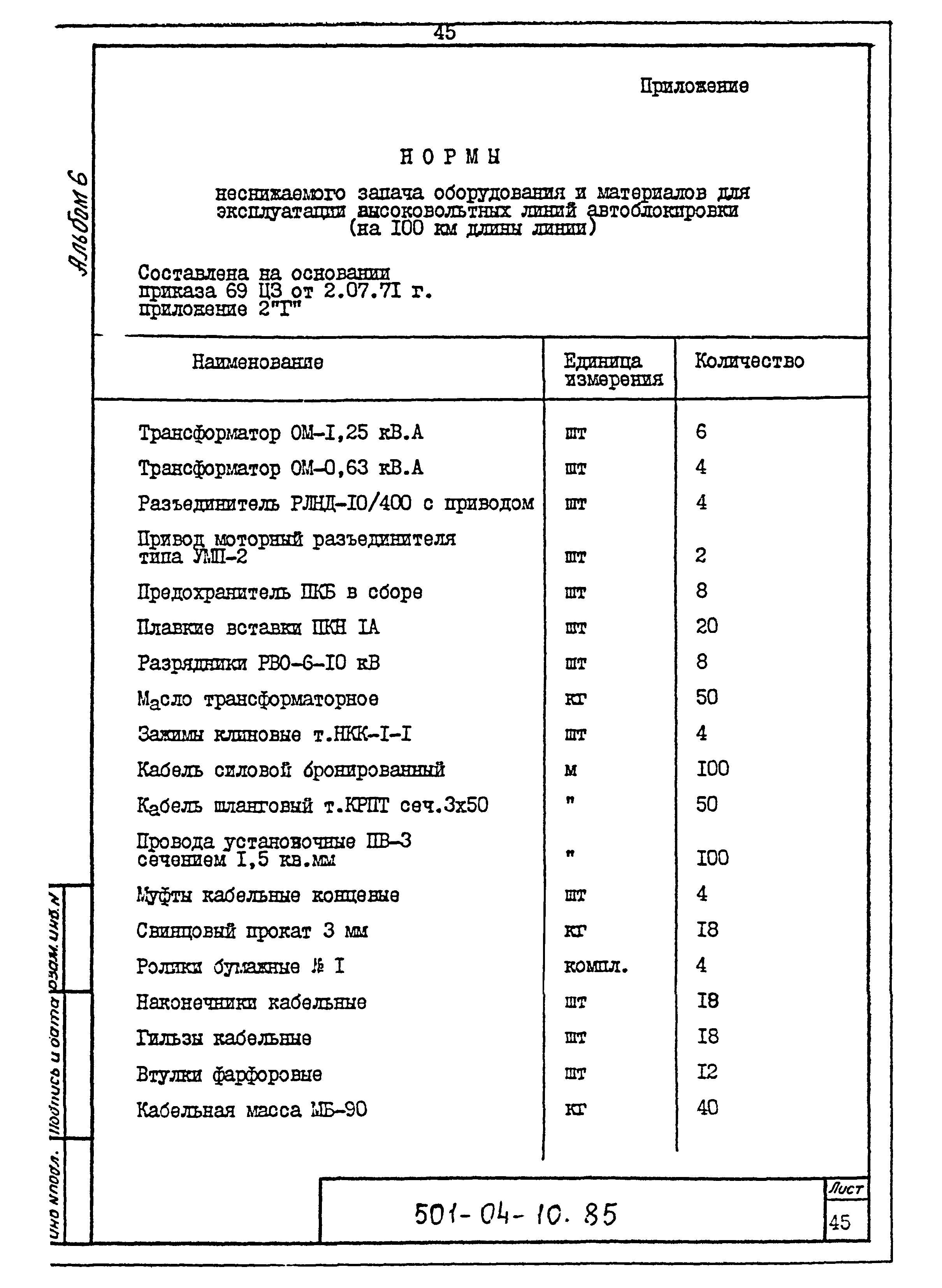 Типовые проектные решения 501-04-10.85