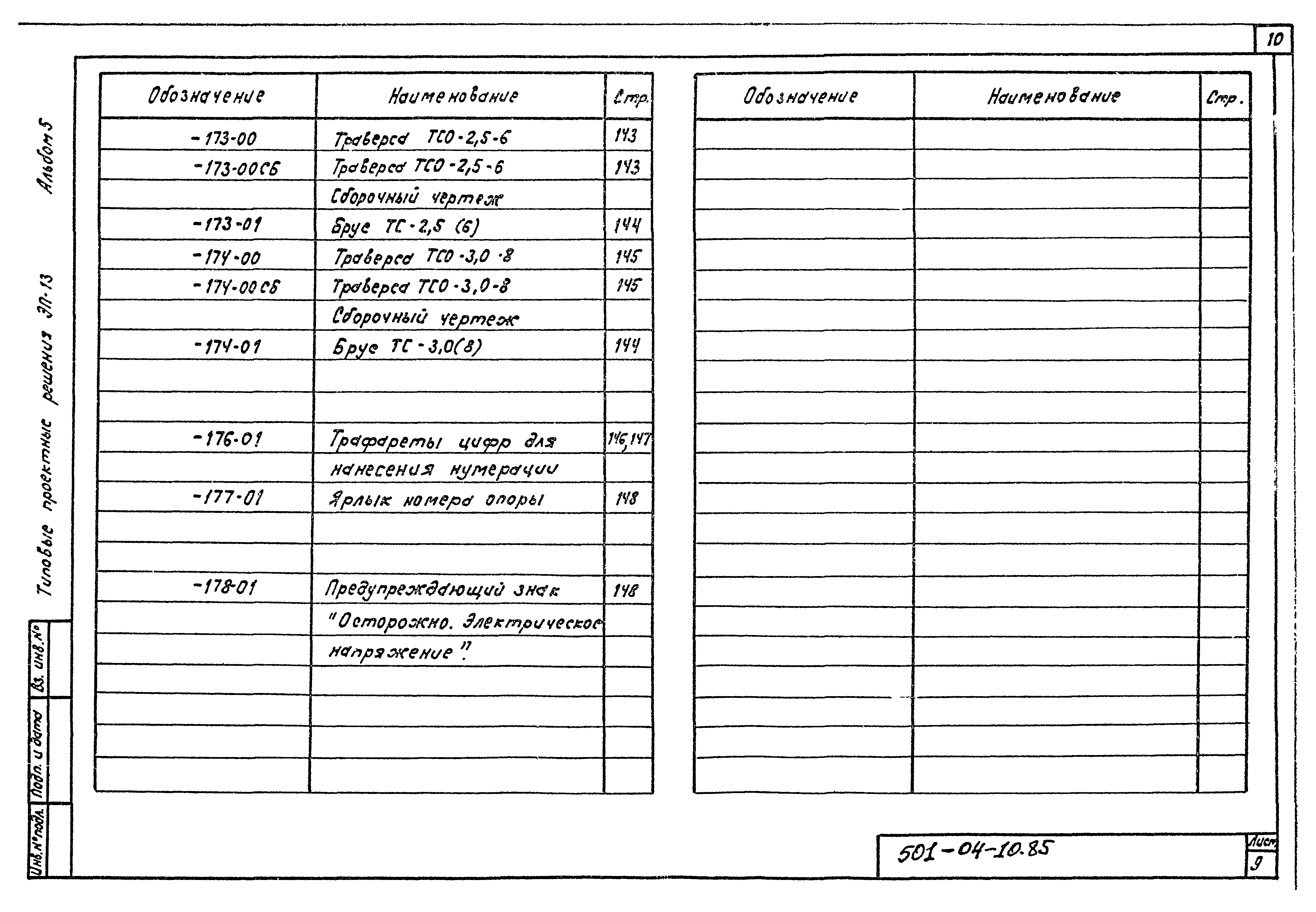 Типовые проектные решения 501-04-10.85