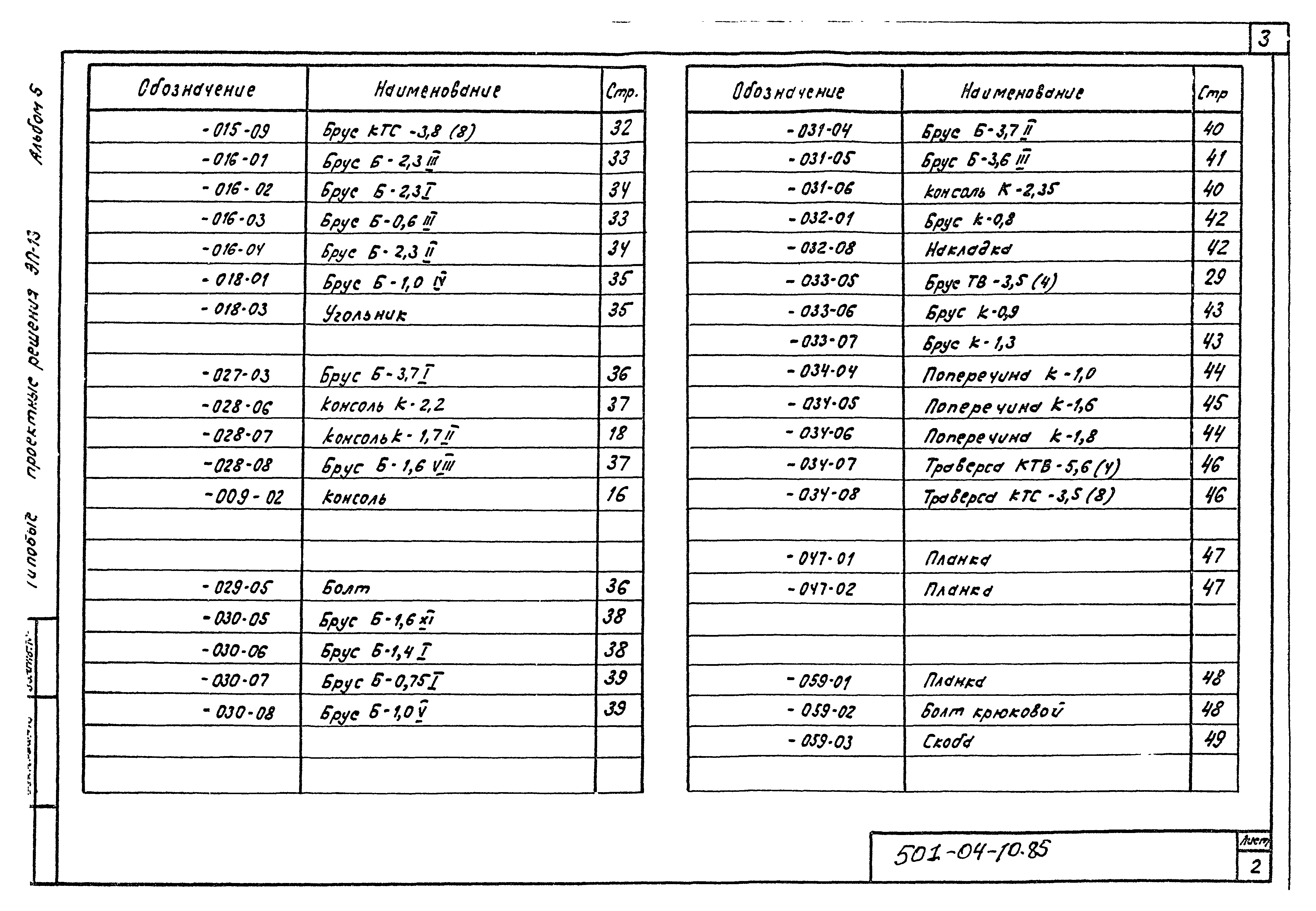 Типовые проектные решения 501-04-10.85