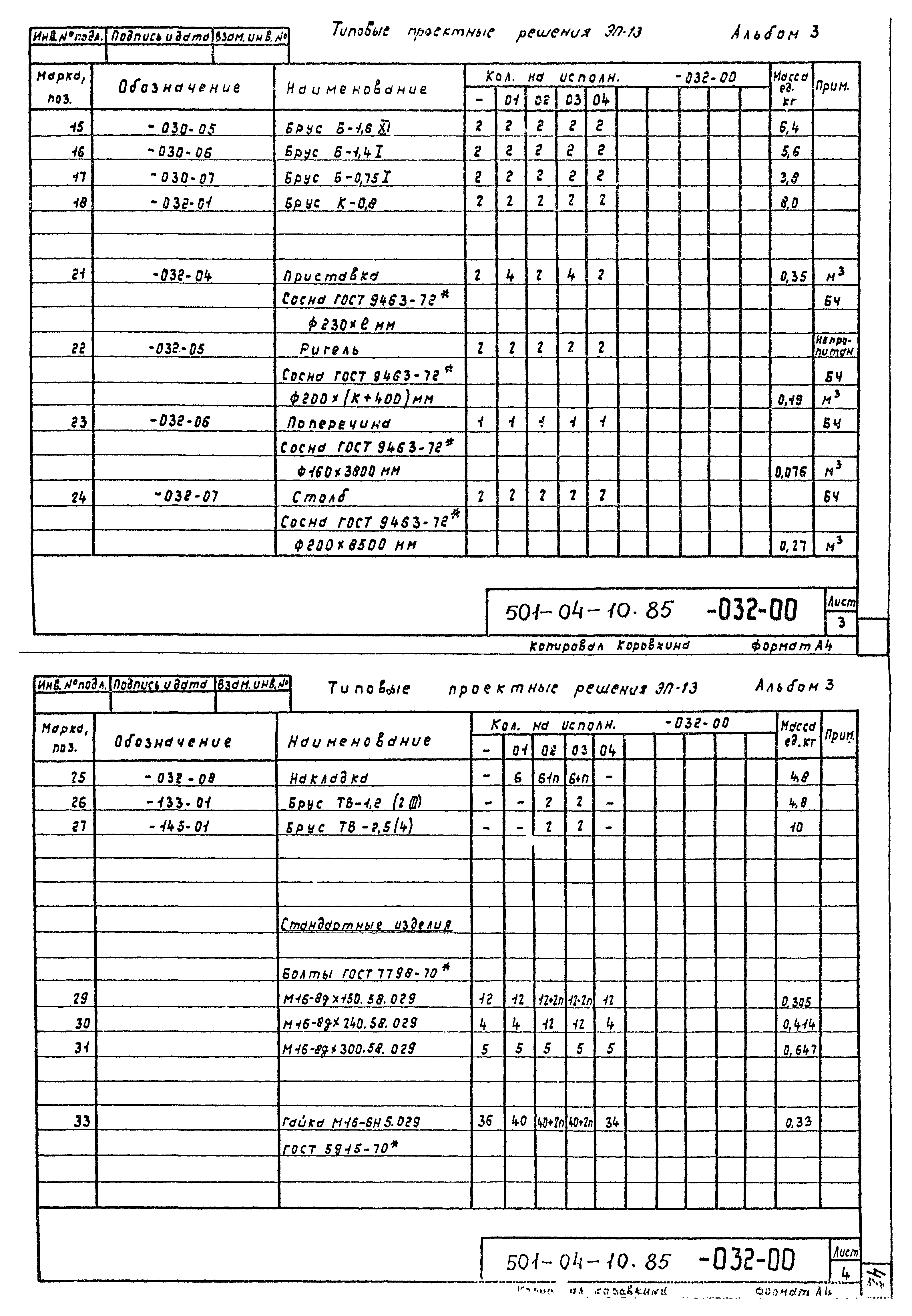 Типовые проектные решения 501-04-10.85