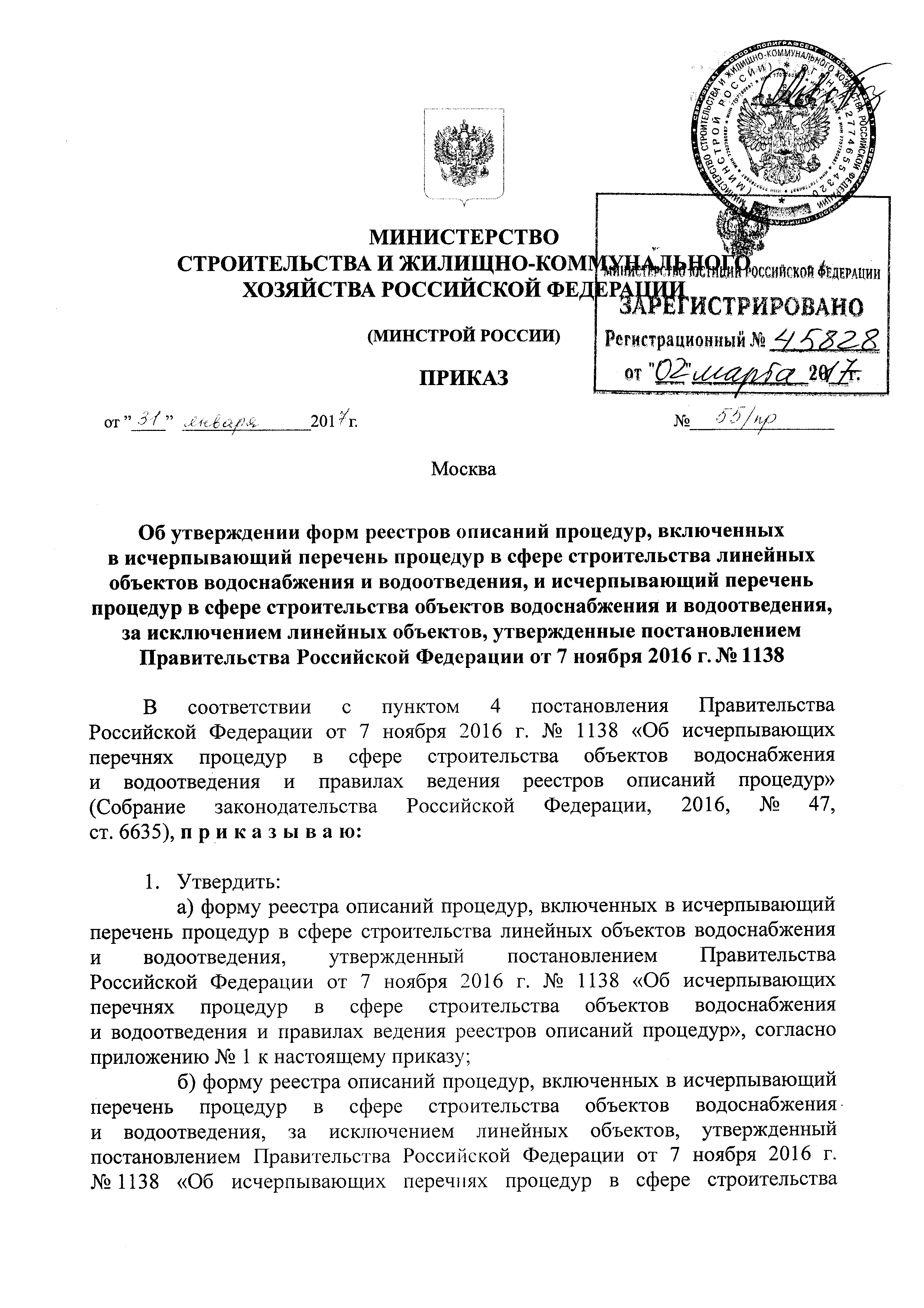 Приказ 55 пр 421