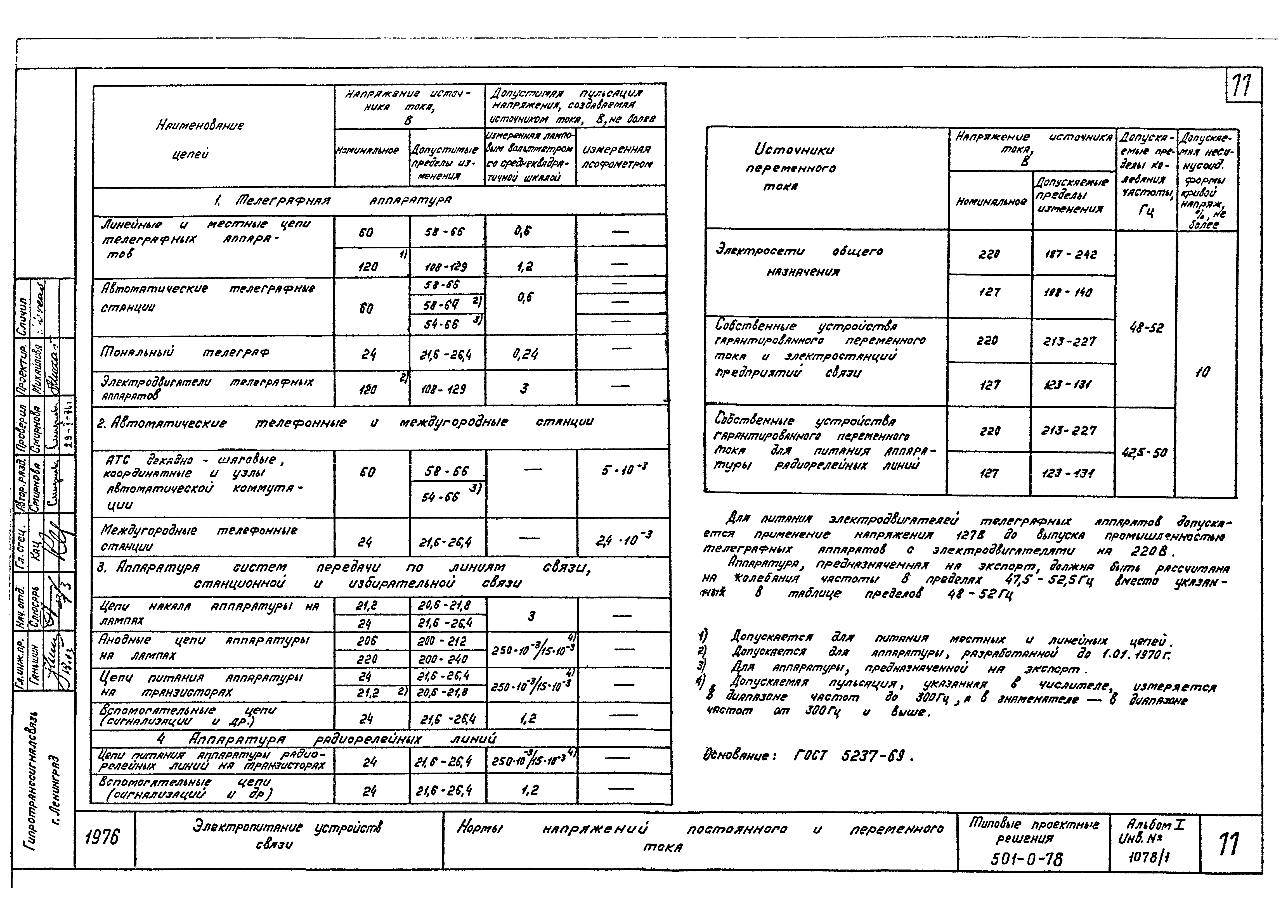 Типовые проектные решения 501-0-78