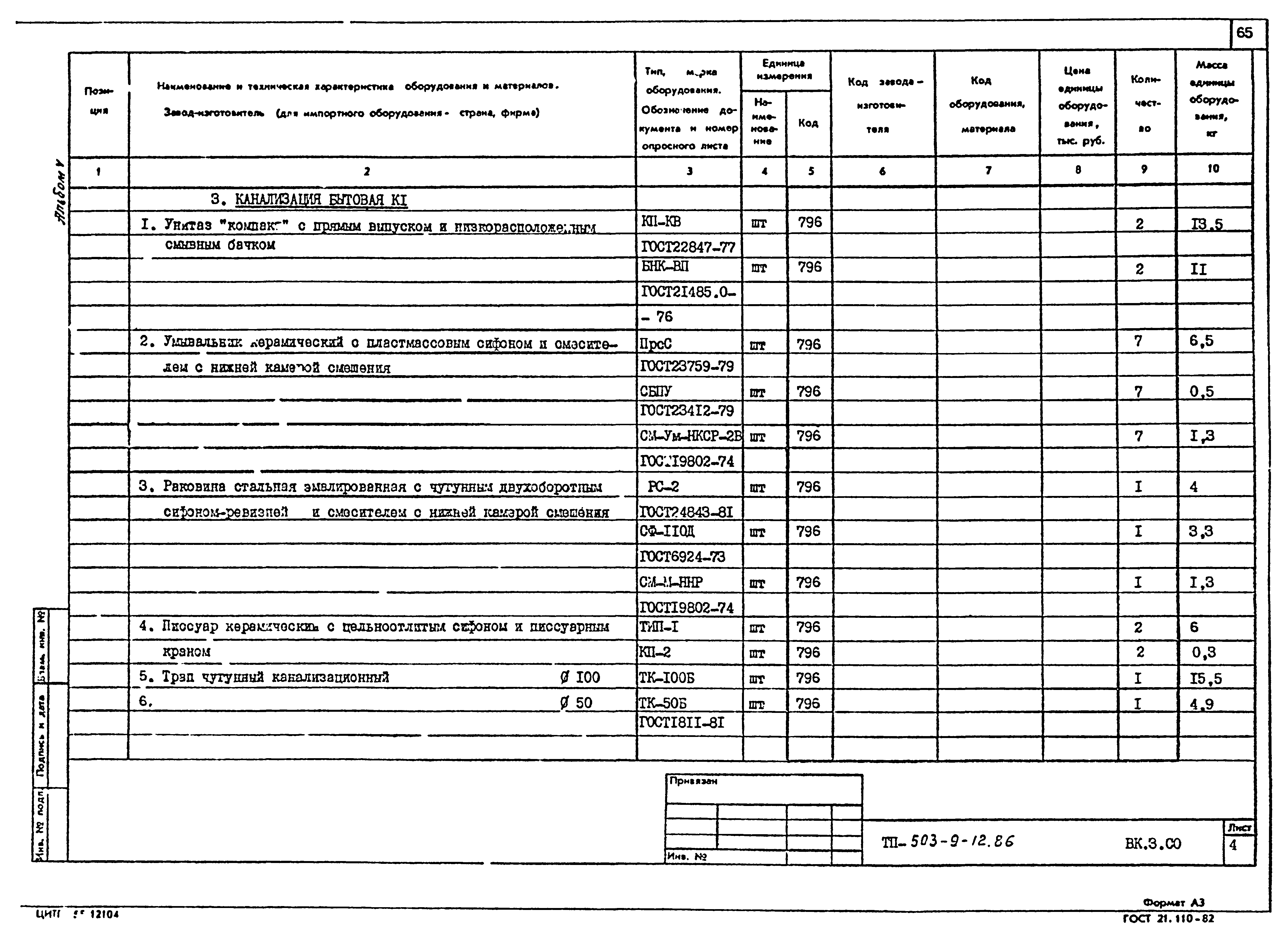Типовой проект 503-9-12.86
