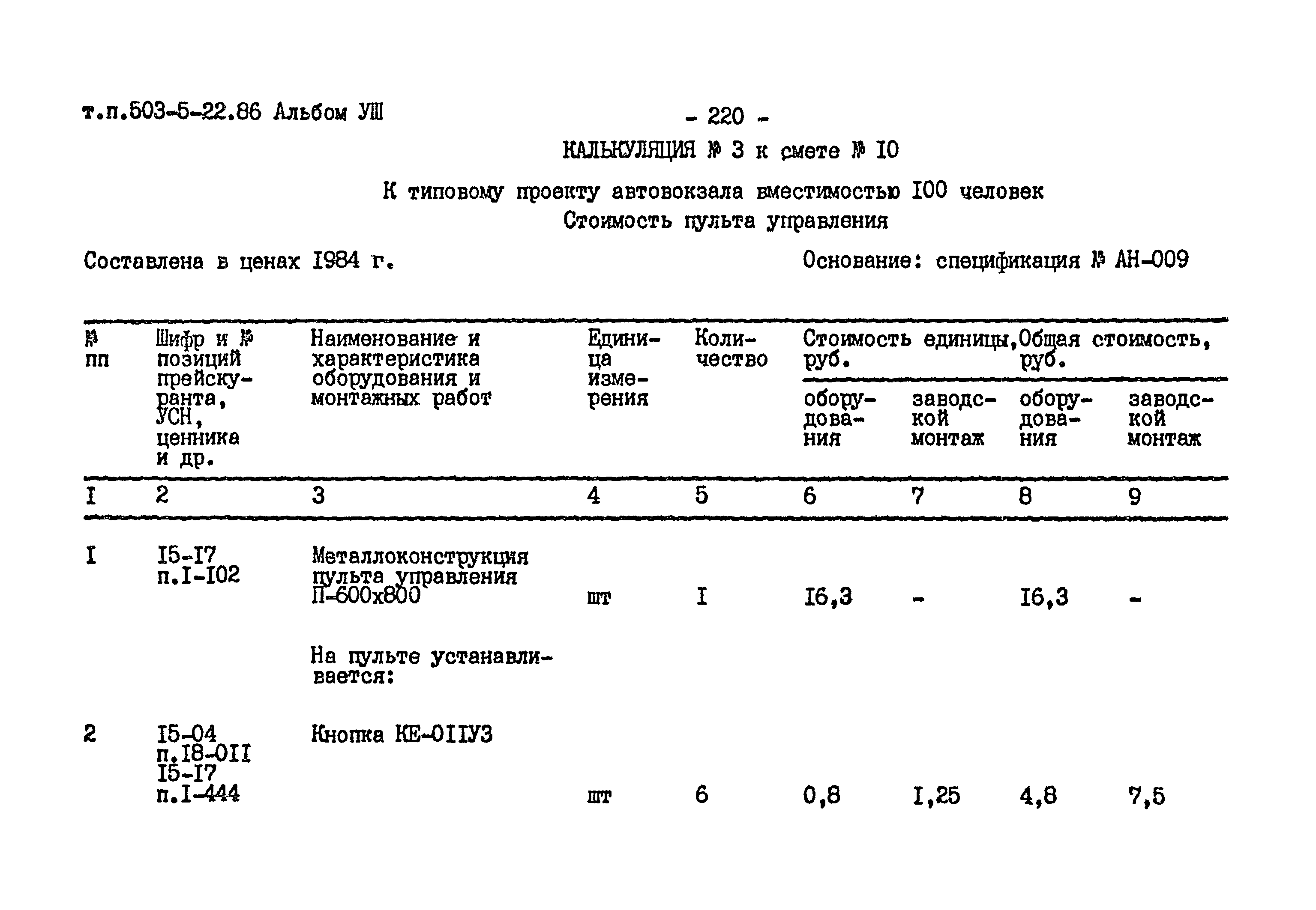 Типовой проект 503-5-22.86