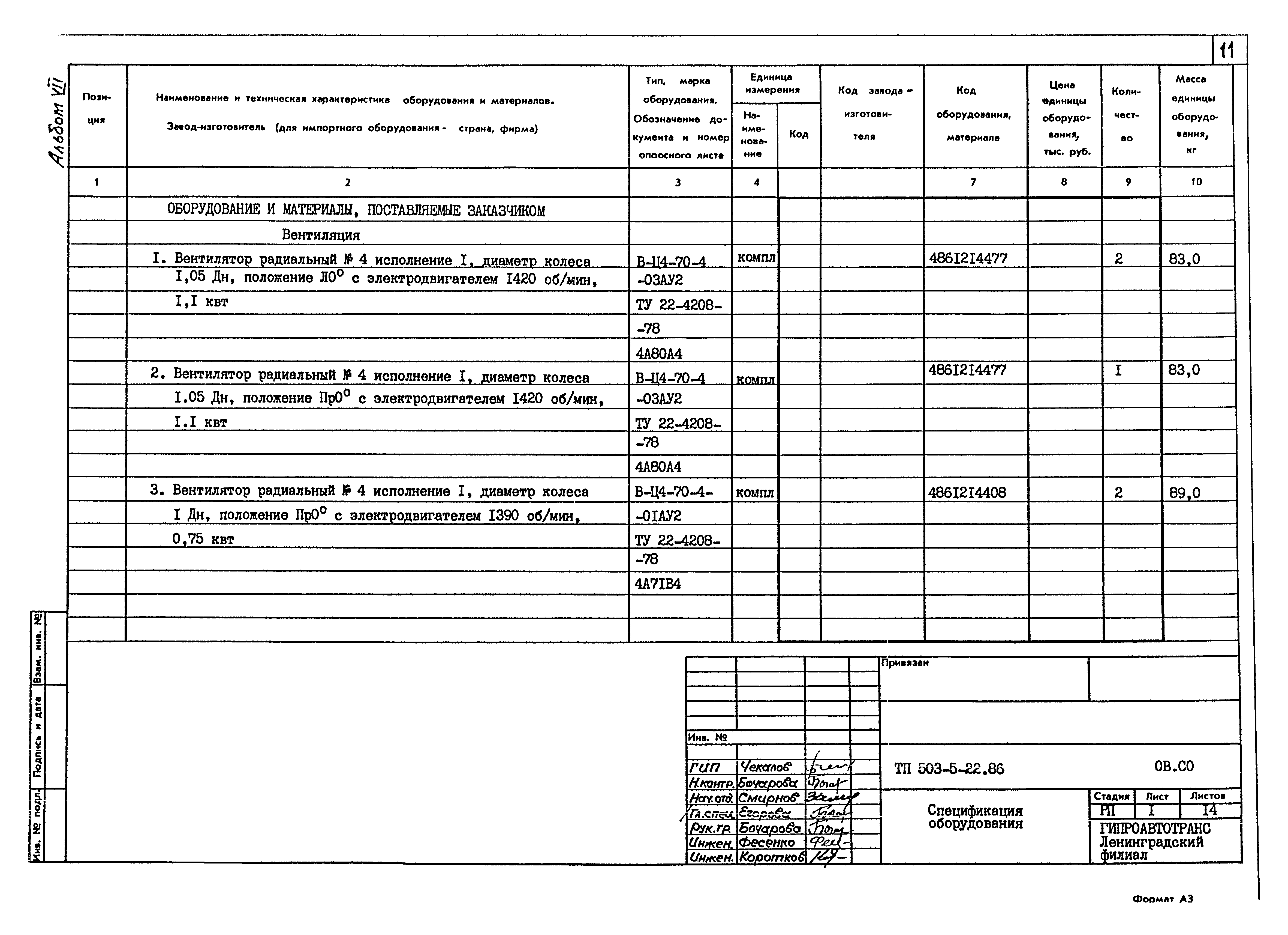 Типовой проект 503-5-22.86