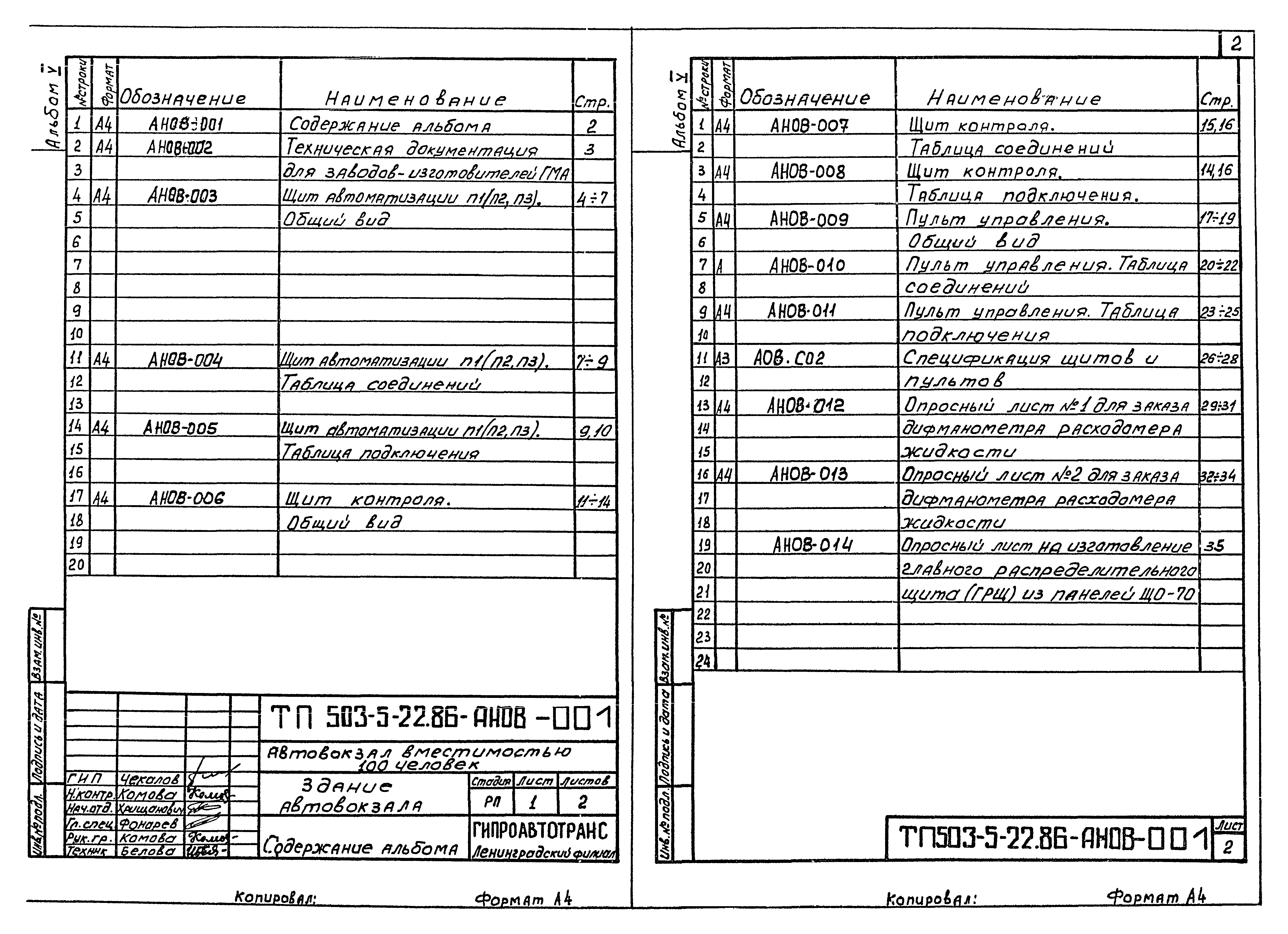 Техническая документация объекта