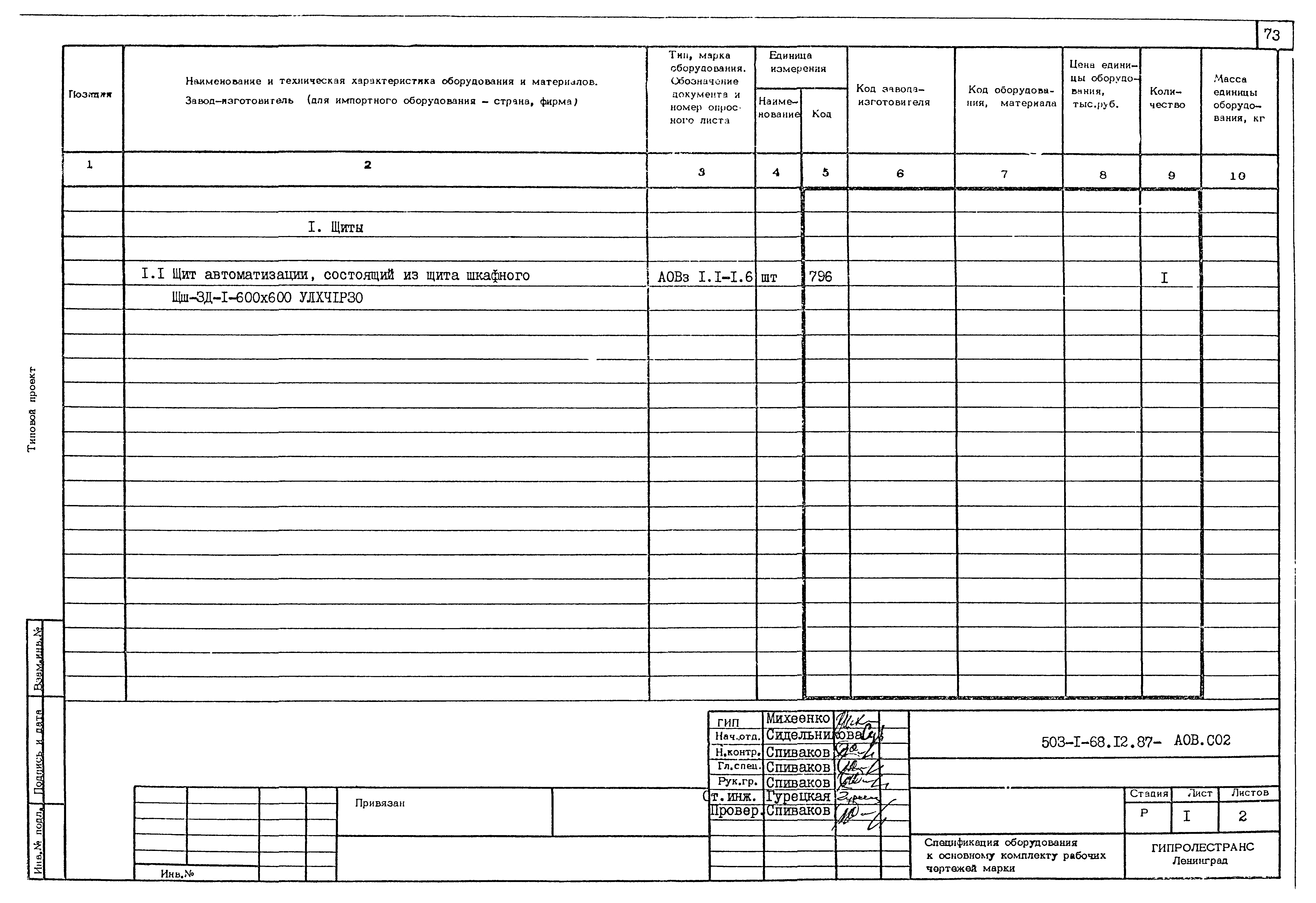 Типовой проект 503-1-68.12.87